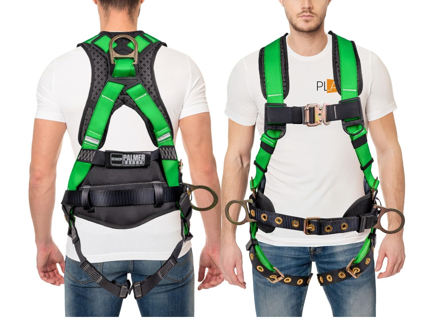 Palmer Safety Hammerhead 5-Point Safety Harness with Back Padding, QCB Chest Buckle, Tongue Buckle Leg Straps & D-Rings - OSHA Compliant Fall Protection for Construction, Roofing & Industrial Work