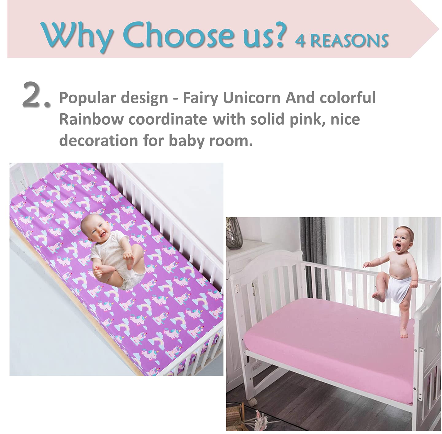 **Soft Unicorn Crib Sheets for Girls - 2 Pack Toddler Bedding Set with Rainbow Design, Purple Microfiber Baby Bed Sheets (28x52 Inches) - Perfect for Nursery, Daycare & Gift Ideas**