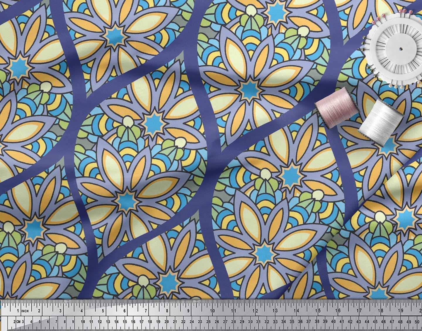 Soimoi Moss Georgette Brown Fabric by The Yard - 42 Inch Wide Floral & Ogee Damask Printed Fabric for Fashion Dresses, Curtains & Home Decor - Soft Lightweight Material for DIY Sewing Projects