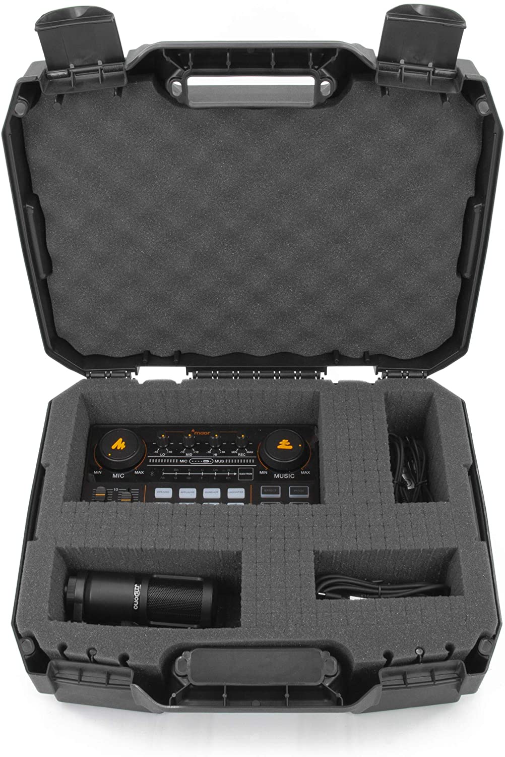 CASEMATIX Hard Shell Travel Case for Maonocaster Lite Audio Mixer - Customizable Foam Interior Protection | Durable Podcast Equipment Storage | Perfect for Studio, Live Shows & Travel