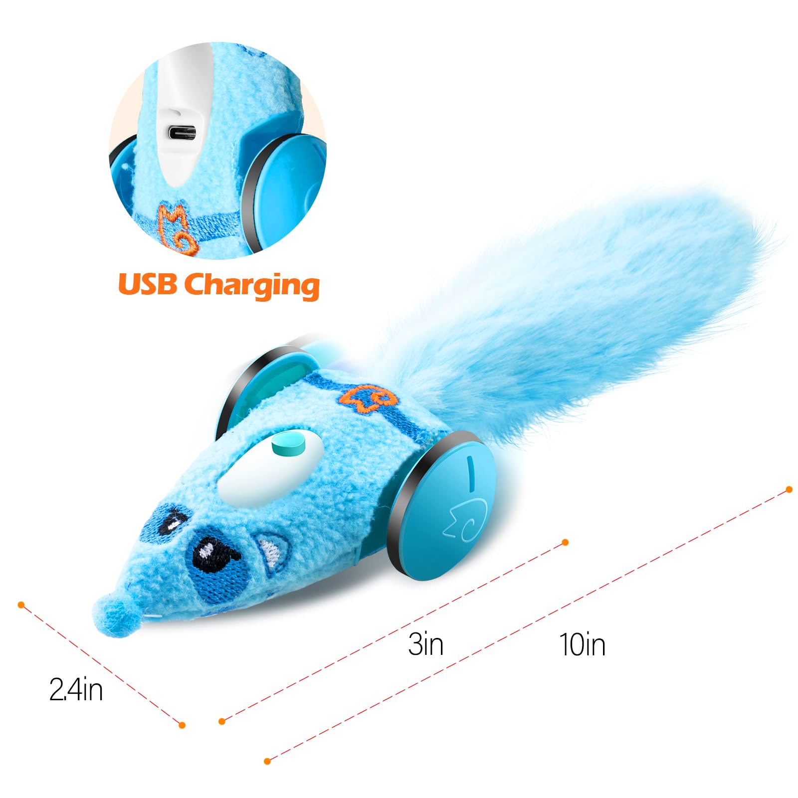Migipaws Automatic Cat Toys - Interactive Plush Mouse Toy for Indoor Cats, Smart Moving Kitten Toy with Rechargeable Battery (Blue) - Perfect for Playtime & Exercise