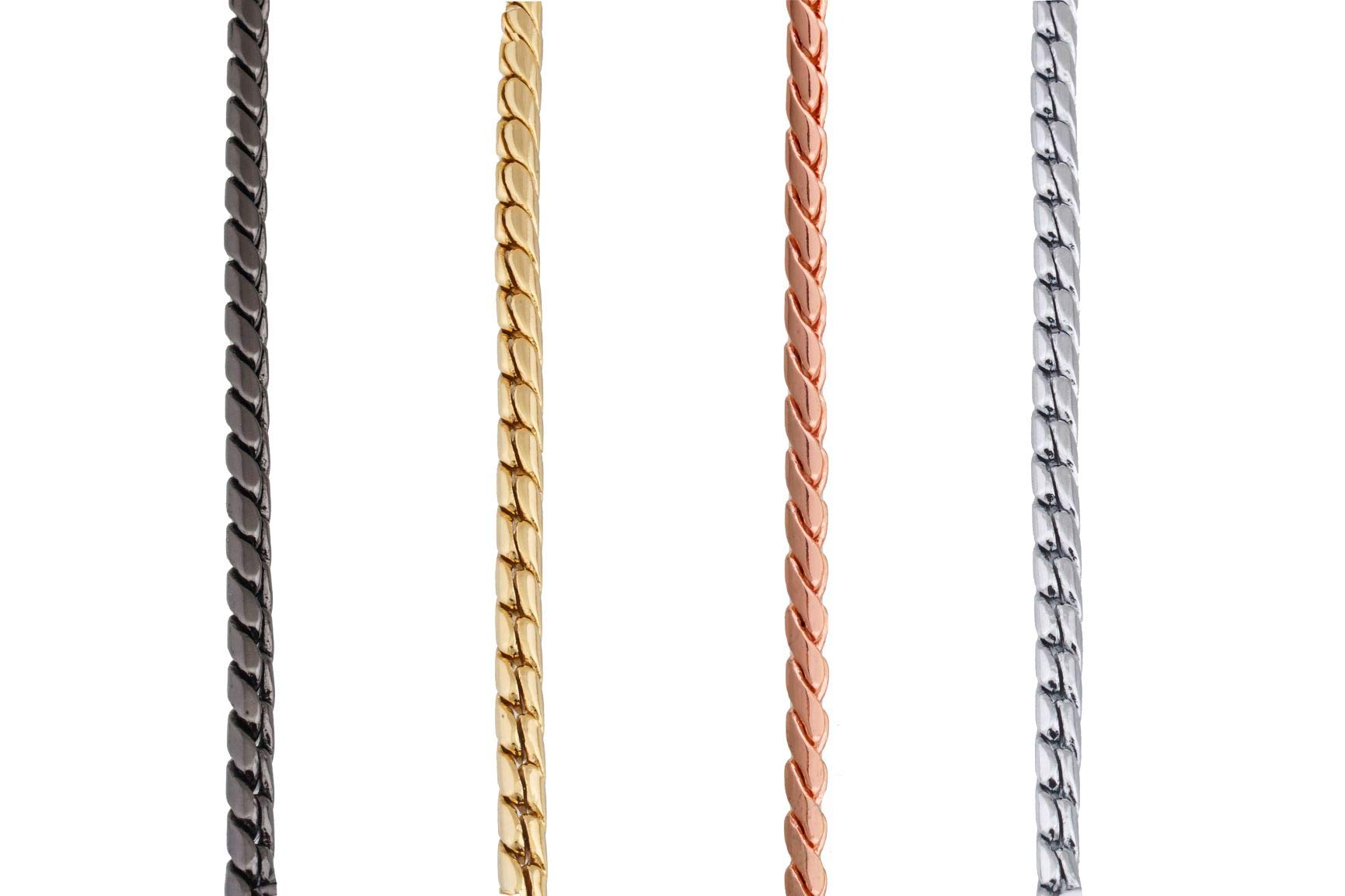 Premium Metal Chain Dog Show Collar - Adjustable Slip Collar for Toy/Small/Medium/Large/XL Dogs - Shiny Brass Snake Chain Pet Collar (Chrome, 18