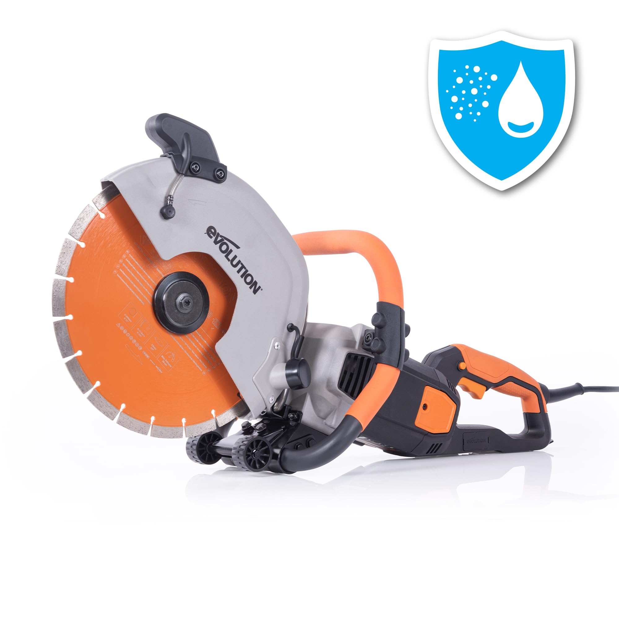 Evolution R12DCT 12-Inch Electric Concrete Saw with Water Fed Dust Suppression - Angle Grinder & Cut Off Saw for Masonry Work (No Gas, 4-1/2