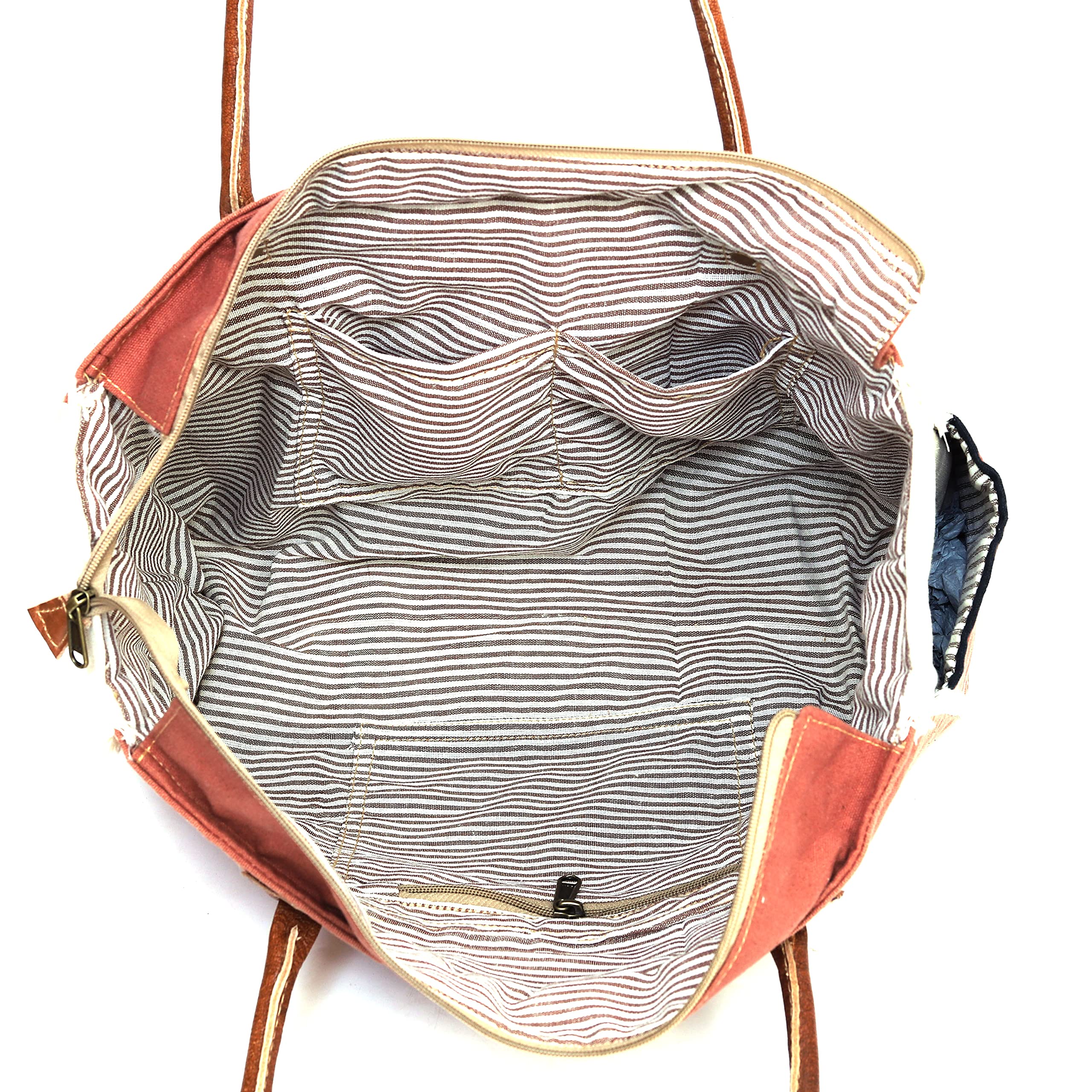 LA BOHEME Upcycled Canvas & Leather Crossbody Bag - Eco-Friendly Vegan Purse for Women, Trendy Shoulder Bag with Adjustable Strap - Perfect for Travel, Shopping & Everyday Use