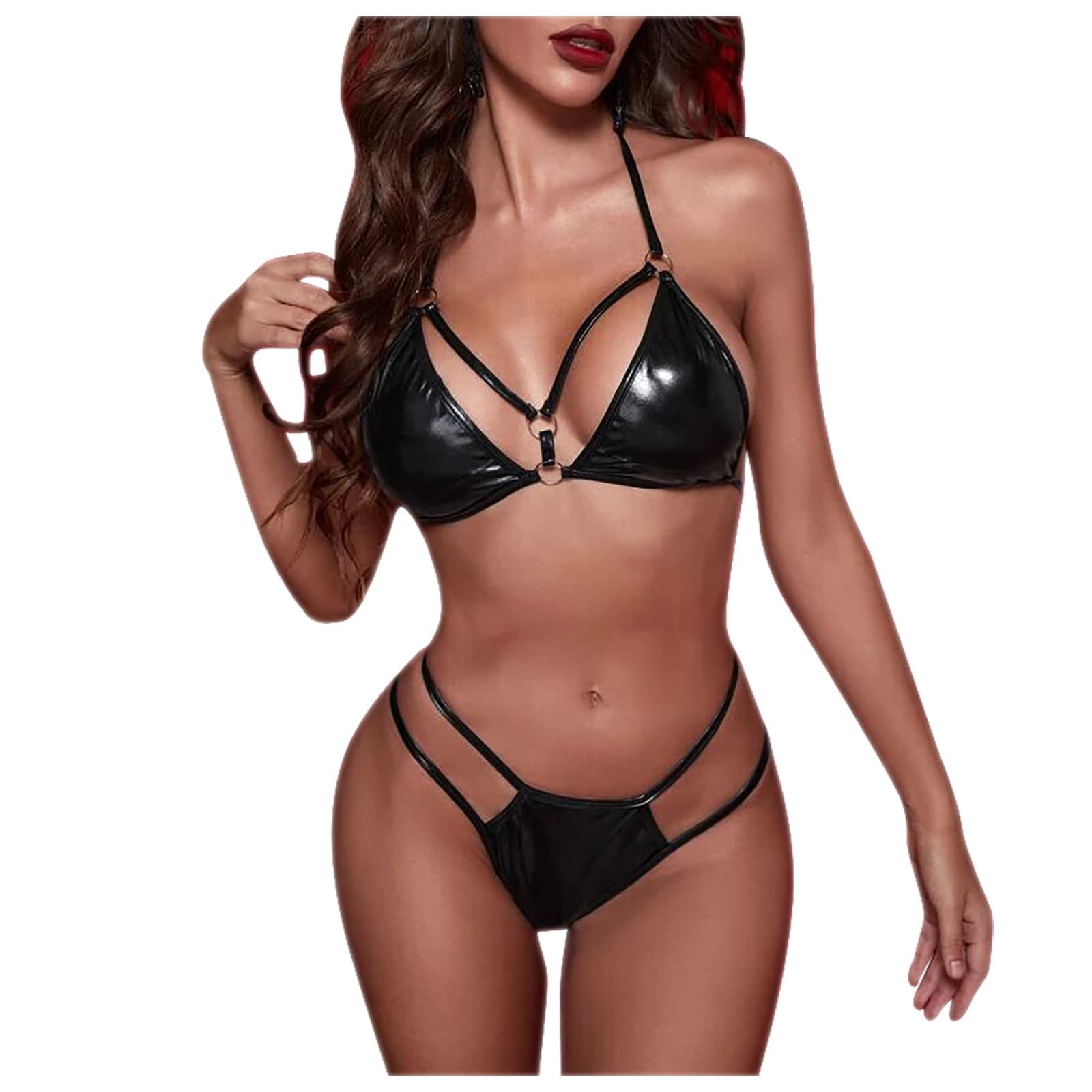 Valentine's Day Sexy Lingerie for Women - Faux Leather Exotic Chemise & Nightwear Set for Wife & Girlfriend | Perfect for Romantic Nights, Anniversary Gifts & Boudoir Photography