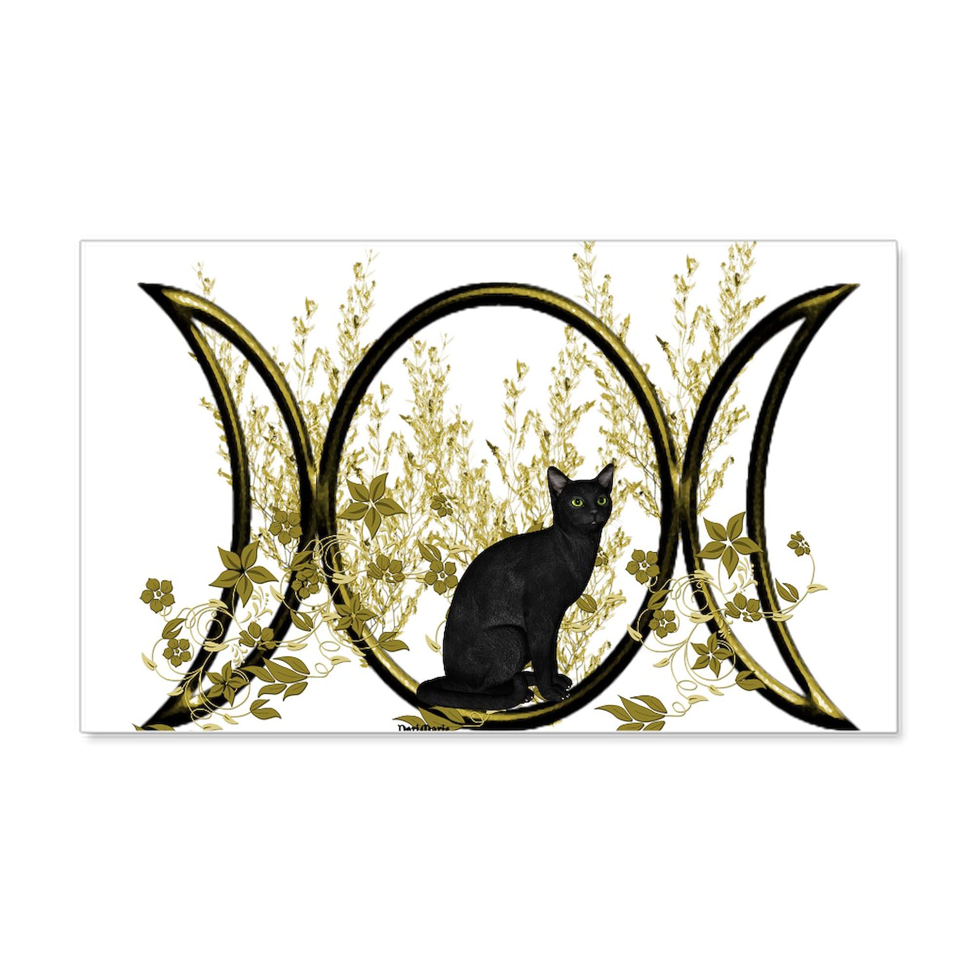 Triple Moon Art Series Cat Wall Decal - 20x12 Inch Removable Vinyl Wall Sticker, Reusable Peel & Stick Home Decor for Bedroom, Living Room, Nursery | Perfect for Boho, Witchy & Cat Lover Aesthetic Spaces