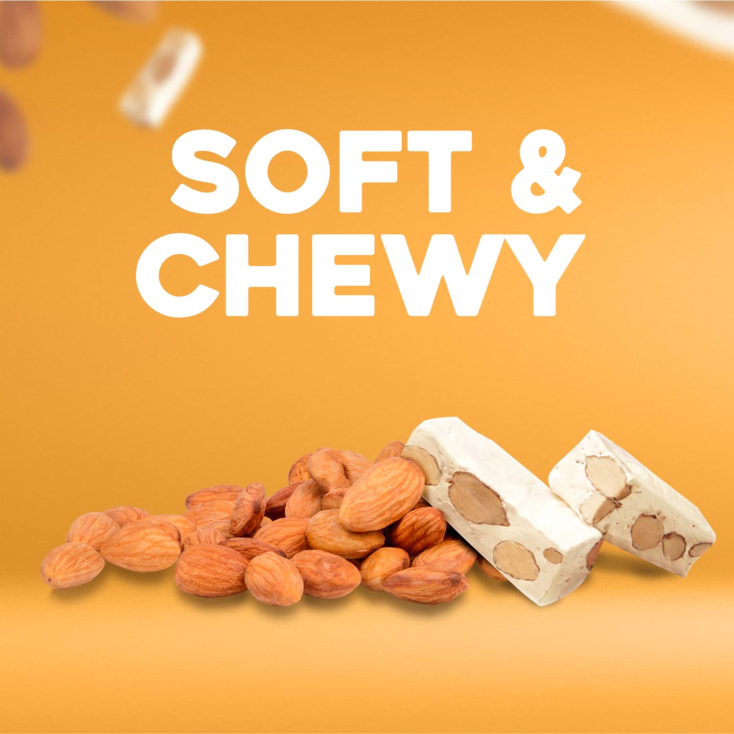 Premium Italian Golden Bonbon Soft Orange Almond Nougat Candy - Individually Wrapped, Gluten Free, Halal Certified, Rich in Almonds (3.53oz Pack of 1) - Perfect for Gifts, Parties & Dessert Tables