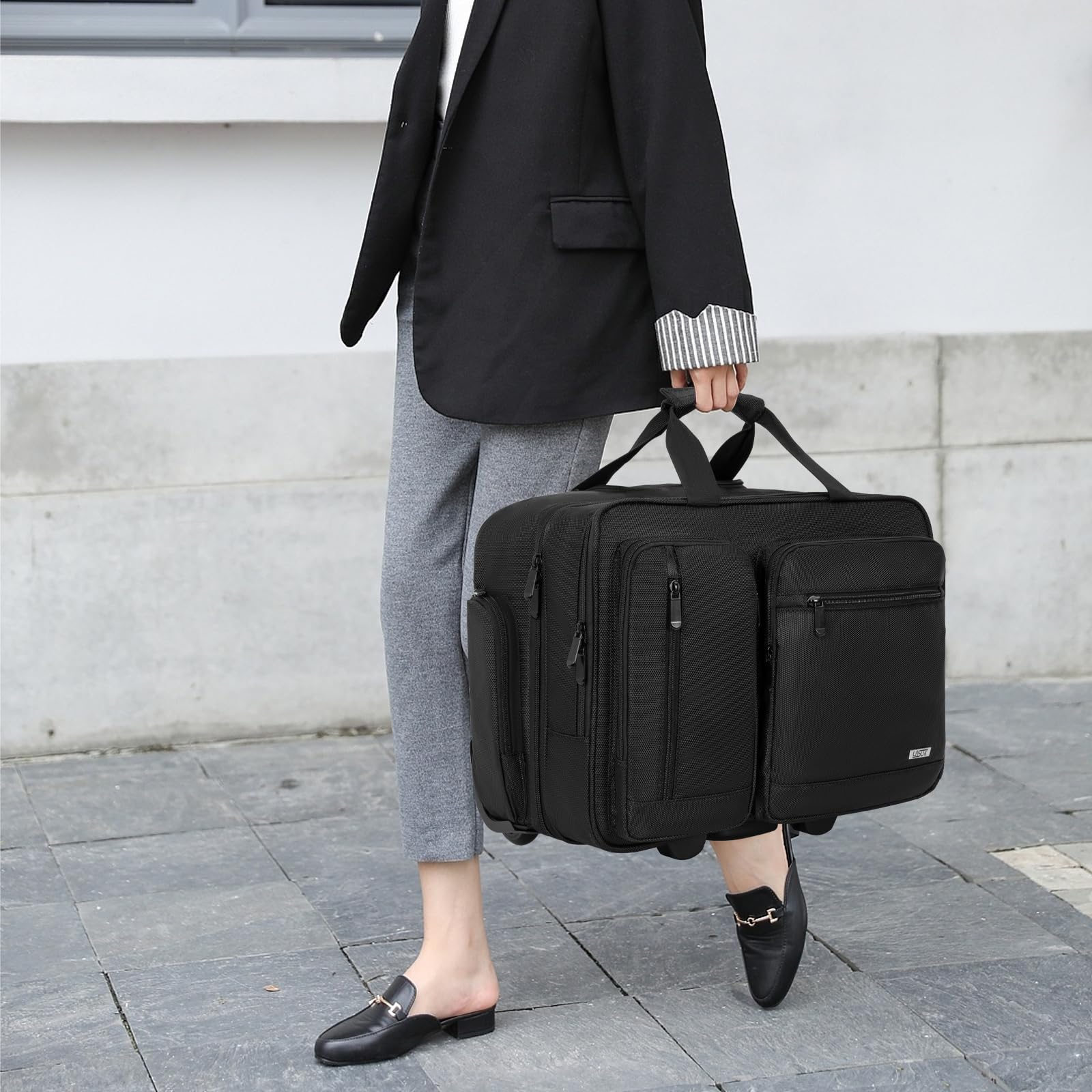 17.3 Inch Rolling Laptop Bag with Wheels - Wheeled Briefcase with RFID Blocking Pocket & Water Repellent - Underseat Travel Roller Bag for Business Trips, Airplane Carry-On & Overnight Stays