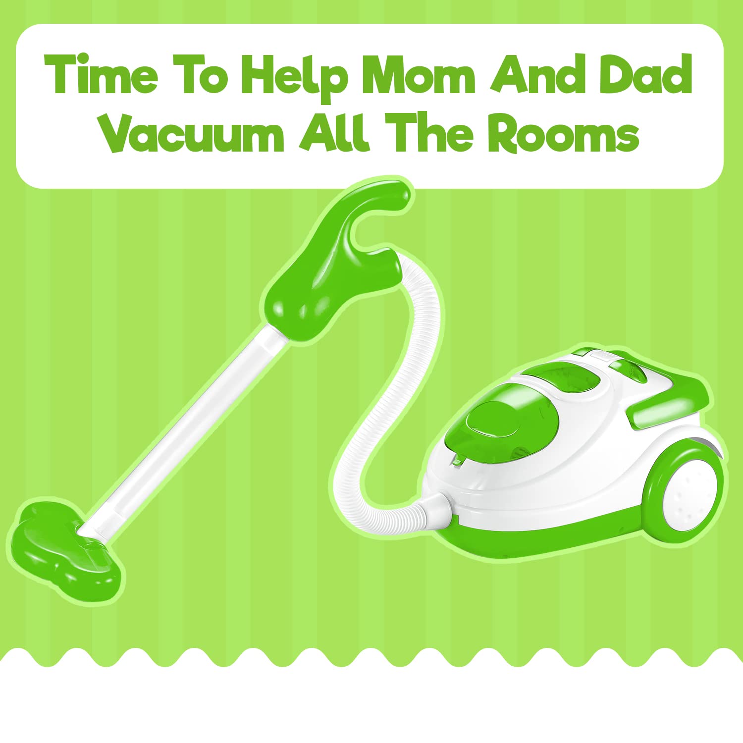 Misco Kids Toy Vacuum Cleaner - Realistic Handheld Vacuum with Sounds & Lights - Pretend Play Cleaning Toy for Toddlers Ages 3 4 5 6 7 - Perfect Gift for Boys & Girls (Green) - Fun Role Play for House Cleaning & Chores Learning