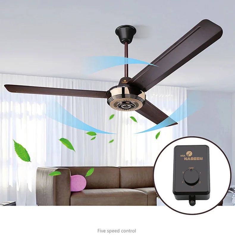 Stainless Steel Ceiling Fan with 5 Blades - Modern Pendant Design for Living Room, Bedroom & Outdoor Spaces