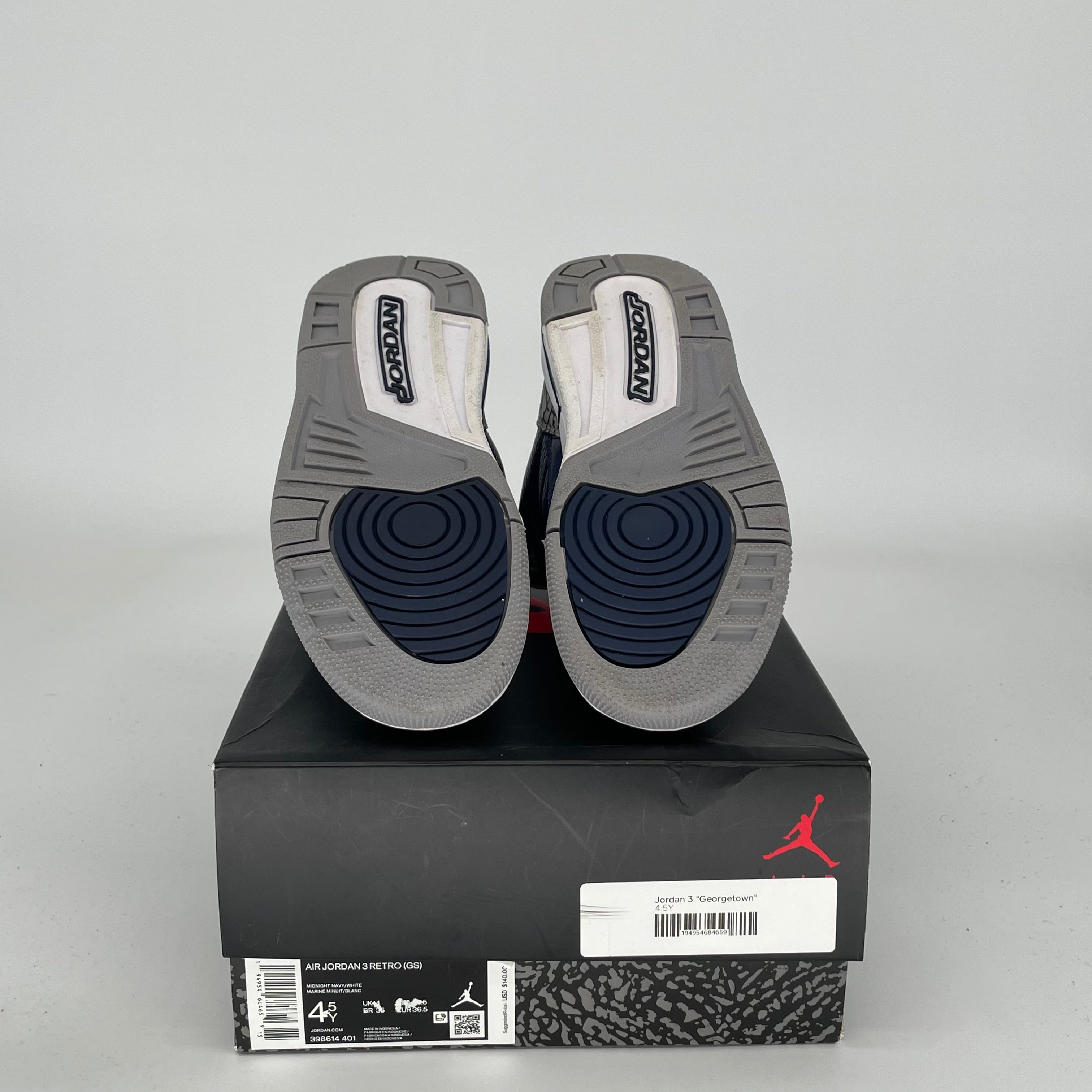 Original Air Jordan 3 Georgetown Sneakers Size 4.5Y - Style Code 398614-401 | Retro Basketball Shoes for Men & Women | Perfect for Streetwear, Gym & Casual Outfits