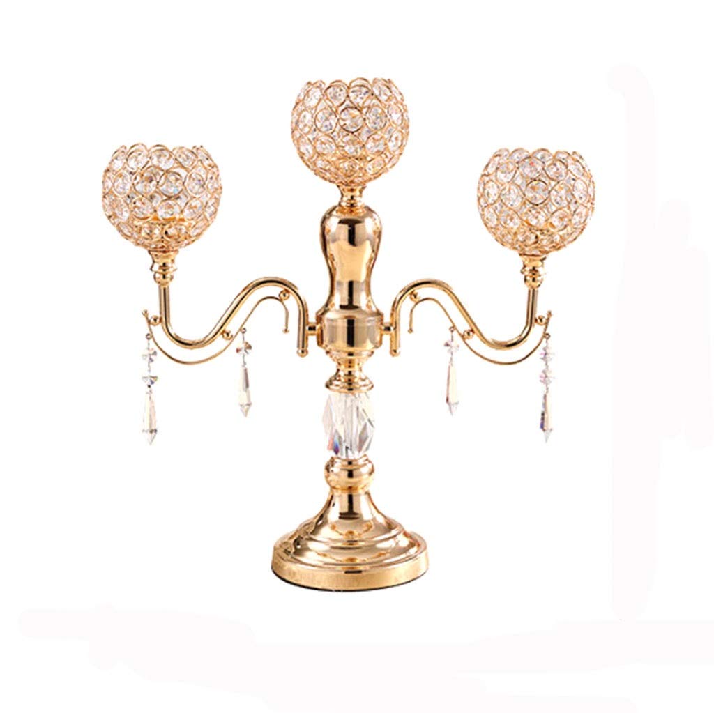 3-Arm Crystal Candle Holder - European Style Candelabra for Wedding, Party & Dinner Table Decor - Elegant Home Decoration for Romantic Events & Special Occasions