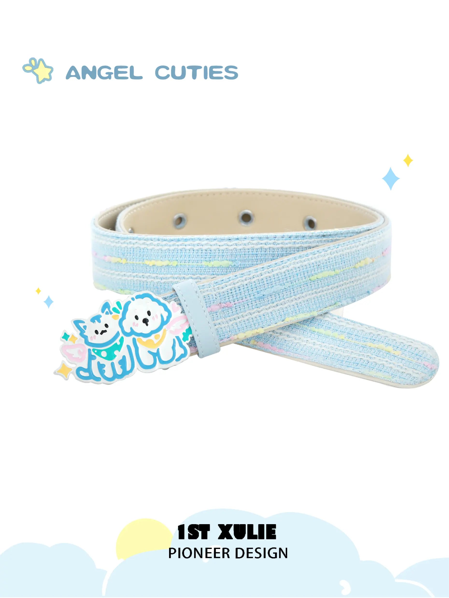 Angel Cuties Graffiti Kitten Puppy Leather Waist Belt for Women - Stylish Adjustable Fashion Accessory for Jeans, Dresses & Casual Outfits