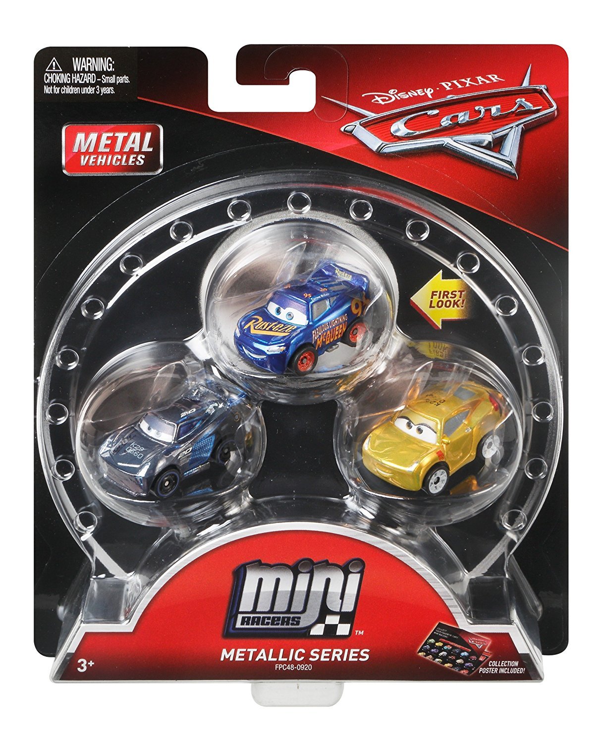 Disney Cars Toys Mini Racers Metal Vehicles - 3 Pack Set of Lightning McQueen & Friends for Kids Collection & Play | Perfect for Birthday Gifts, Party Favors and Display
