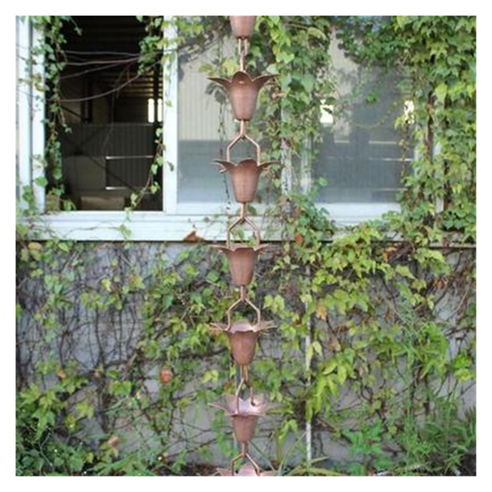 Copper Rain Chains for Downspouts - Decorative & Functional Gutter Drainage System - Water Guide Chain for Roof Eaves Ditch (Perfect for Garden Decor, Patio Water Feature & Eco-Friendly Home Drainage Solution)