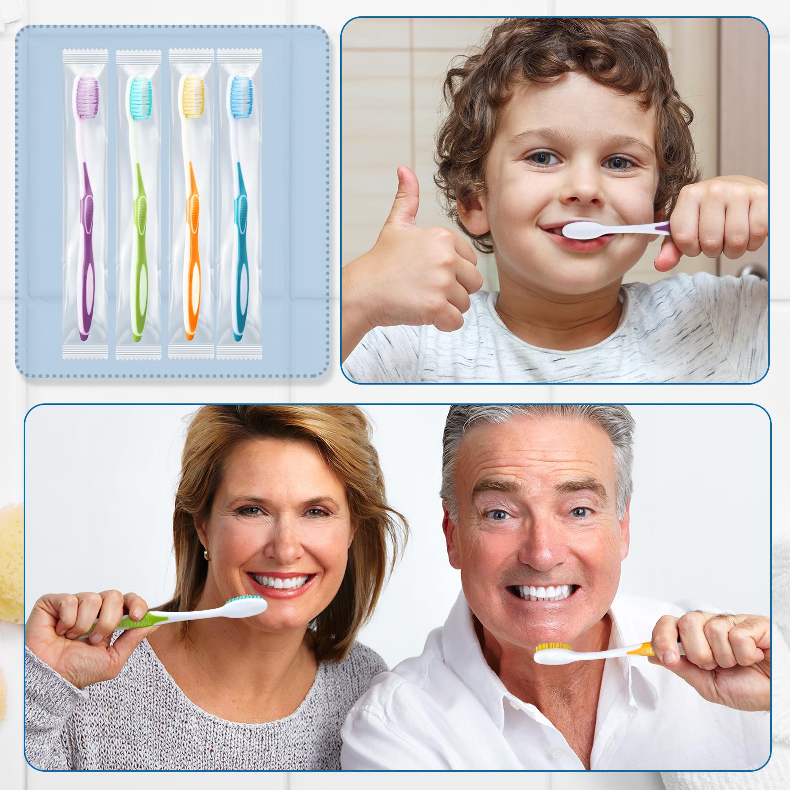 Maxcheck 60 Pack Colorful Pre-Pasted Disposable Toothbrushes - Individually Wrapped Travel Toothbrushes with Toothpaste | Perfect for Homeless Shelters, Travel, Camping & Emergency Kits