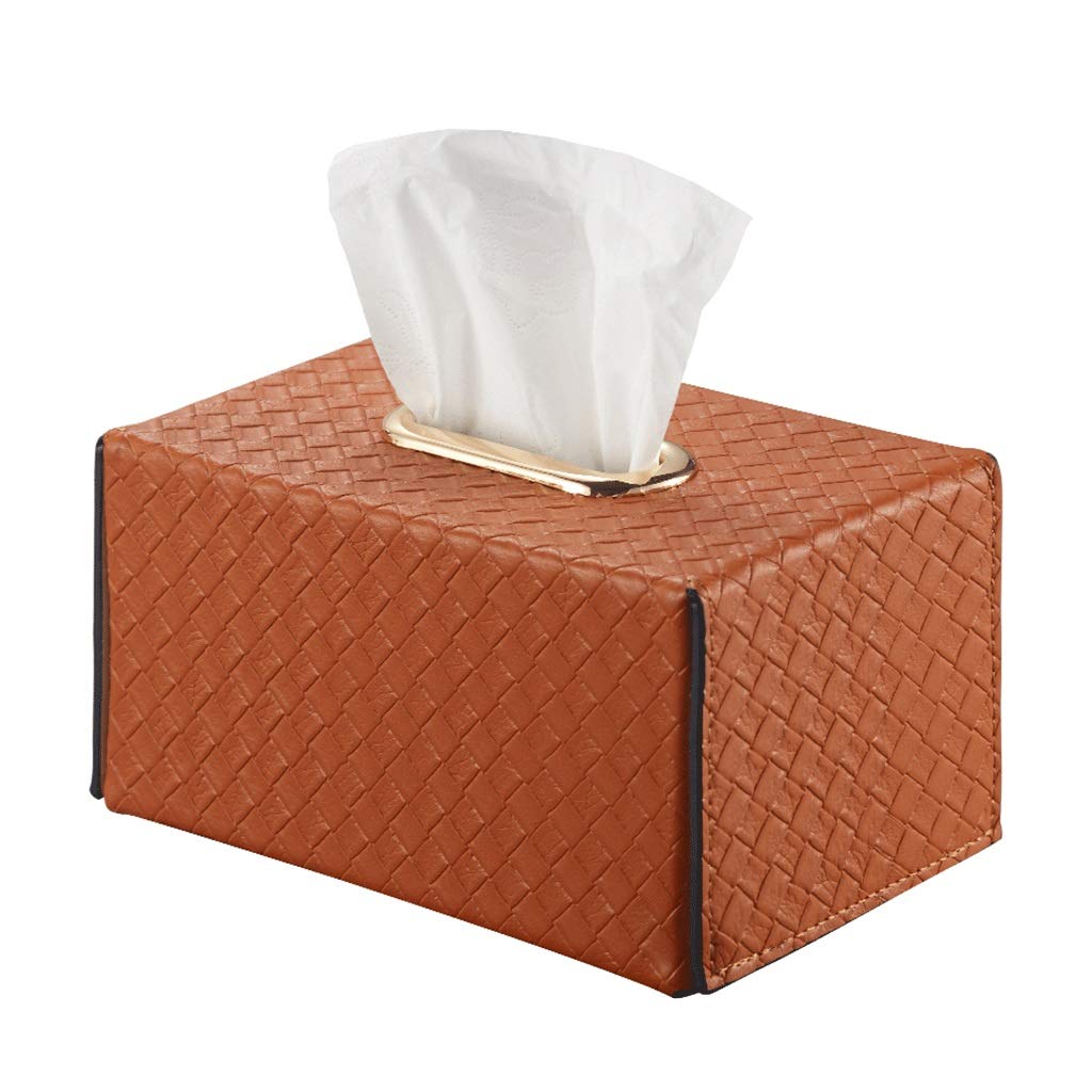 Hand-Woven Tissue Box Cover Holder - 7.67x4.52x3.93 Inch Durable Rectangular Tissue Box Organizer for Living Room, Bedroom & Bathroom - Woven Orange Home Decor Accessory for Sofa Side Table or Nightstand