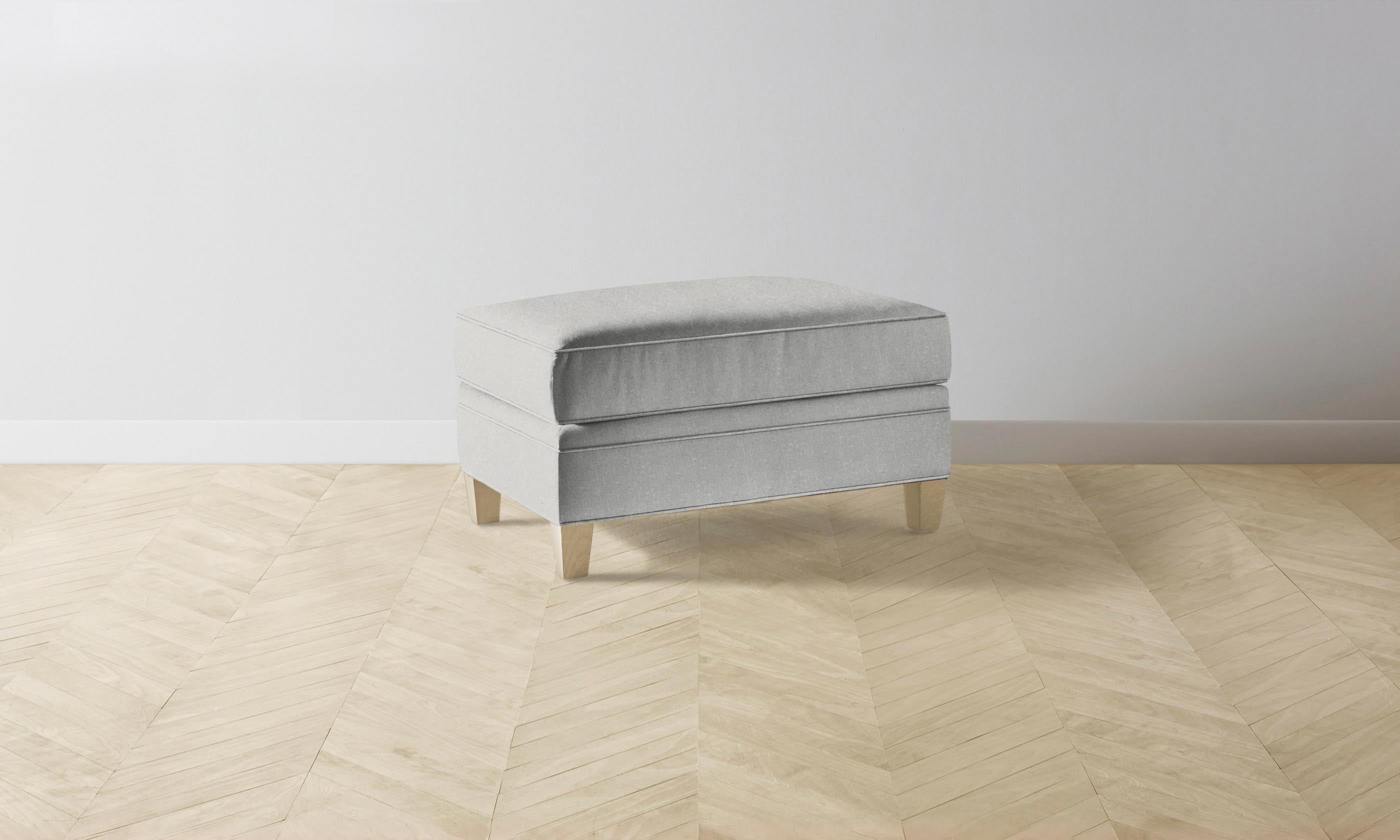 Premium Carmine Ottoman with Merino Heather Grey Upholstery - Stylish Footrest & Accent Chair for Living Room, Bedroom, or Office Decor