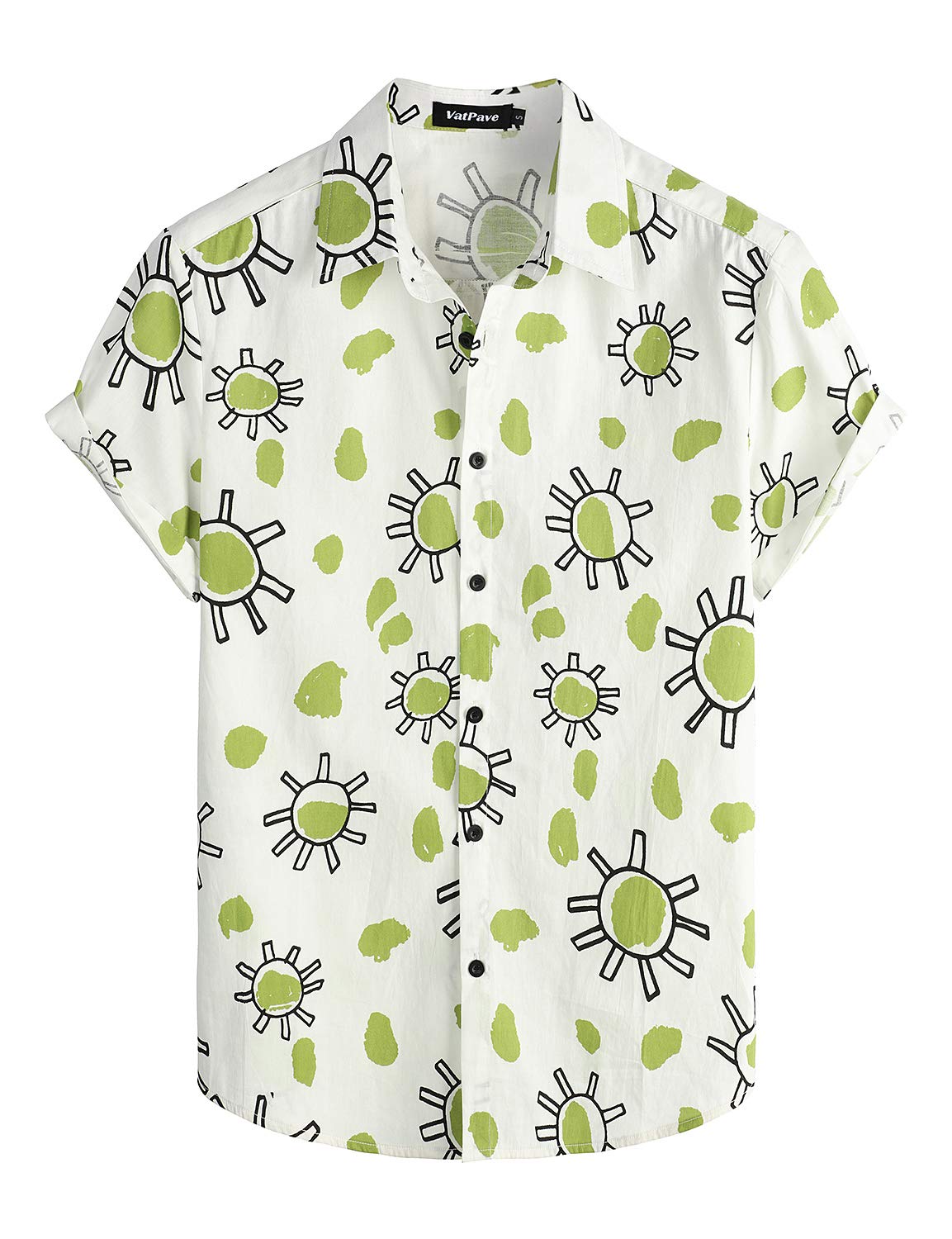 VATPAVE Men's Hawaiian Shirt Floral Print Button Down Short Sleeve Casual Summer Shirt for Beach Vacation, Luau Party & Tropical Getaway
