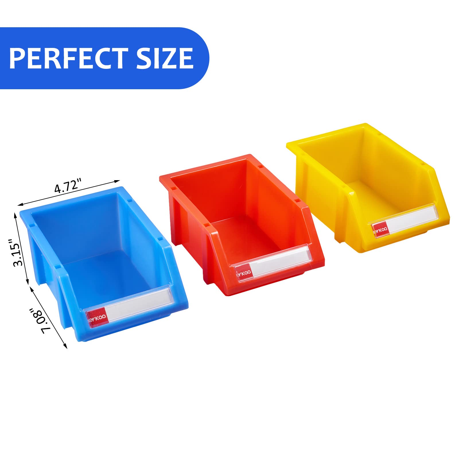 Heavy Duty Stackable Small Parts Organizer Bins - 12 Pack Yellow Plastic Storage Containers for Tools, Hardware, Crafts & DIY Projects