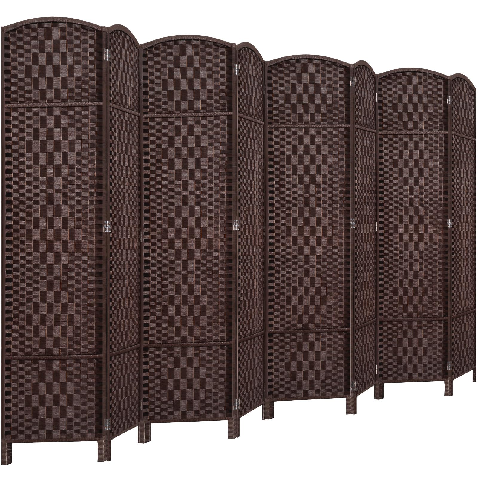 6FT Room Divider Folding Privacy Screen - 8 Panel Brown Space Separator for Home Office, Bedroom Partition & Room Separation - Portable Wall Divider for Indoor Privacy & Space Organization