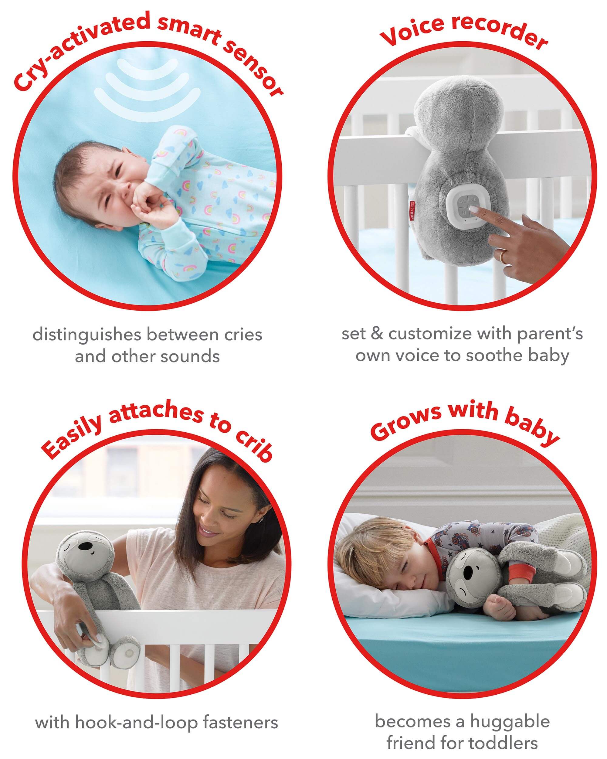 Skip Hop Cry Activated Soother Sloth - Self-Rocking Baby Pacifier with Calming Motion, Perfect for Nursery, Stroller & Car Seat - Helps Soothe Fussy Babies to Sleep