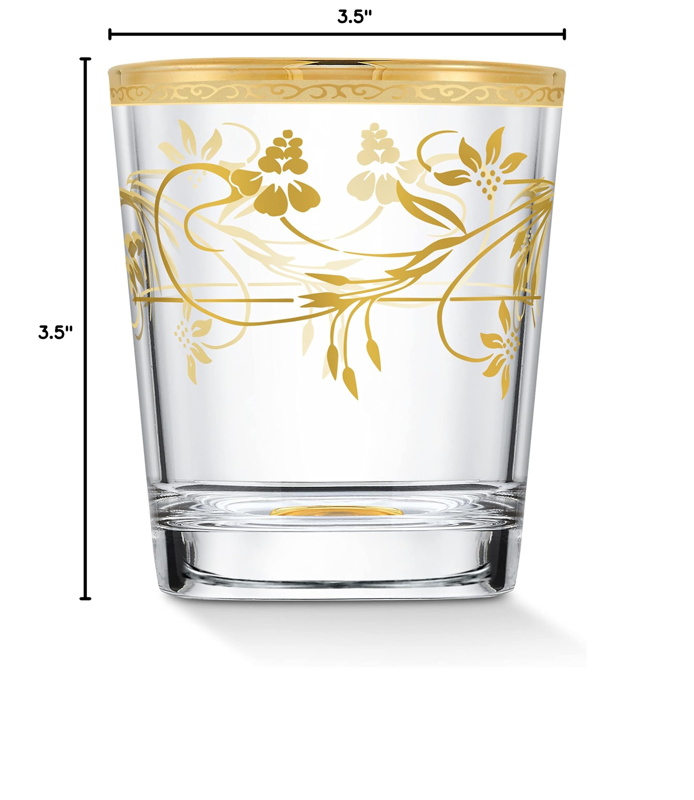 Elegant Modern Crystal Rosalia Flower Glassware Set - 10 oz Double Old Fashioned Glasses (Set of 4) - Perfect for Parties, Weddings & Home Decor