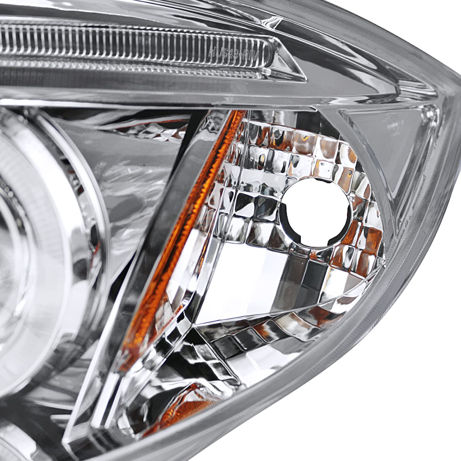 Spec-D Tuning Chrome Halo LED Projector Headlights & Clear Tail Brake Lights - Compatible with 2006-2011 Mitsubishi Eclipse (Left & Right Pair Headlamp Assembly) - Perfect for Night Driving & Car Customization