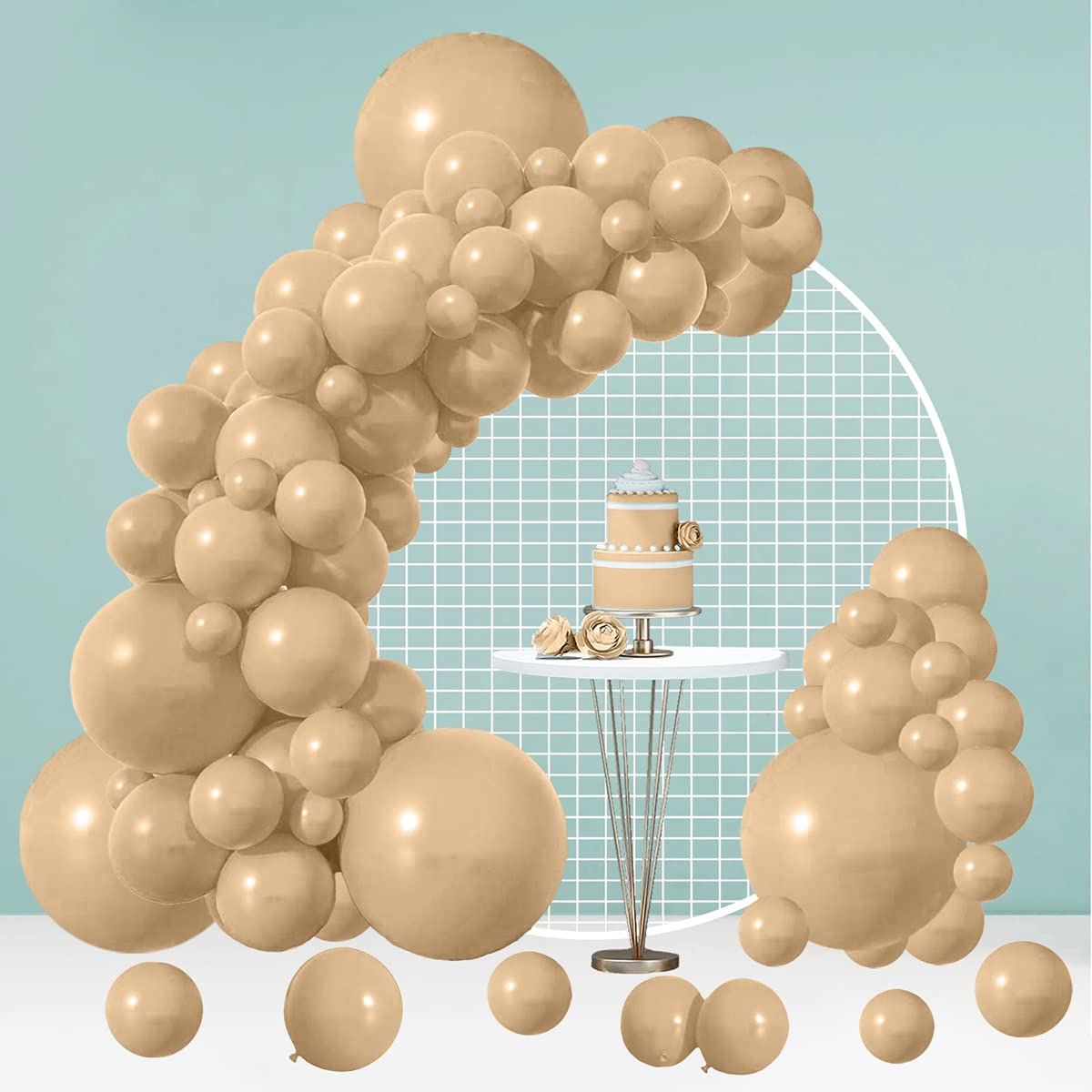 100 Pcs Nude Latex Balloons for Party Decorations - 5/10/12/18 Inch Cream Beige Balloons, Neutral Color Balloon Garland Arch Kit for Christmas, Graduation, Wedding & Birthday Parties - Perfect for Home, Office & Event Decor