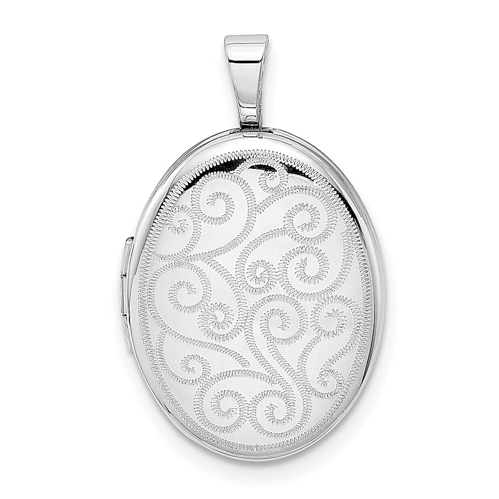 925 Sterling Silver Swirl 19mm Oval Locket Pendant Charm Necklace - Elegant Fine Jewelry Gift for Women, Her, Mom, Wife - Perfect for Valentine's Day, Anniversary, Birthday & Everyday Wear