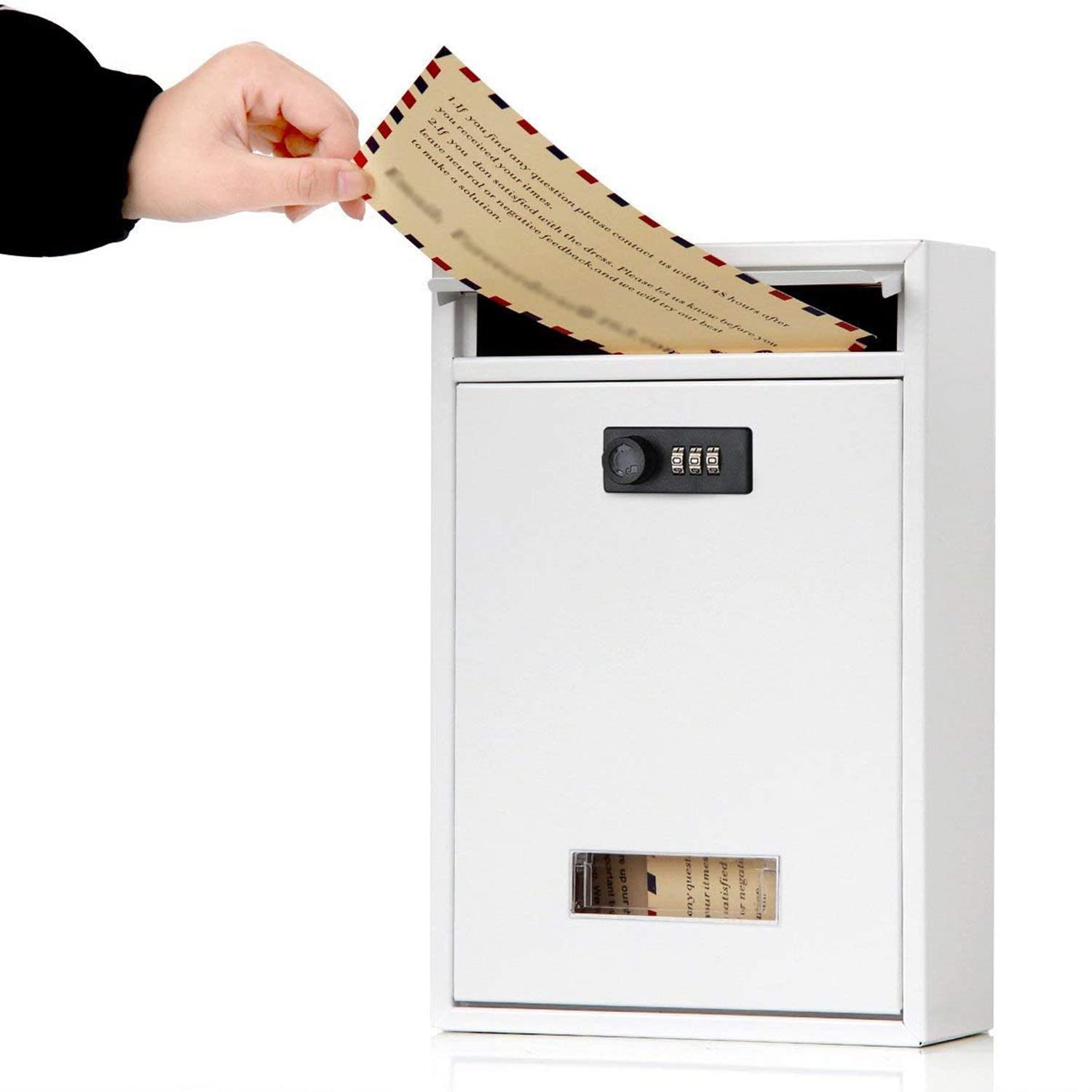 Secure Wall-Mount Mailbox with Combination Lock - Weatherproof Lockable Post Box - Durable Galvanized Steel Letter Box for Home & Apartment Security - Perfect for Front Door, Porch or Garden Use