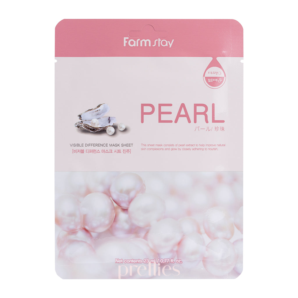 Farmstay Visible Difference Pearl Mask Sheet - 10 Pack Brightening & Hydrating Facial Sheet Mask for Glowing Skin - Perfect for Daily Skincare & Spa Nights
