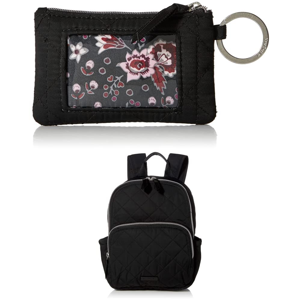 Vera Bradley Women's Performance Twill Zip ID Case Wallet - Slim RFID Blocking Card Holder for Travel & Everyday Use | Black    Vera Bradley Women's Performance Twill Small Backpack - Lightweight Laptop Bag for Work, School & Commuting | Classic Black