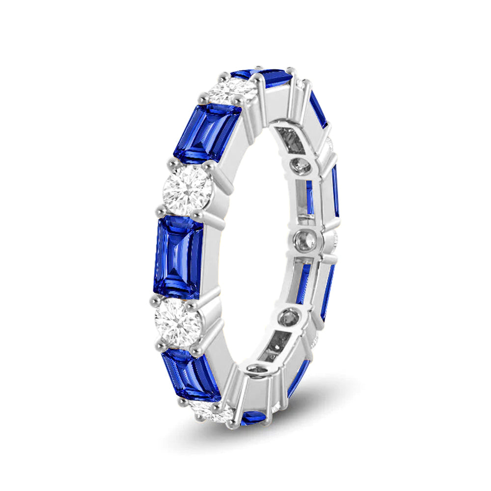 Timeless Lab-Created Sapphire & Diamond Eternity Band Ring for Women - Perfect for Weddings, Anniversaries & Special Occasions