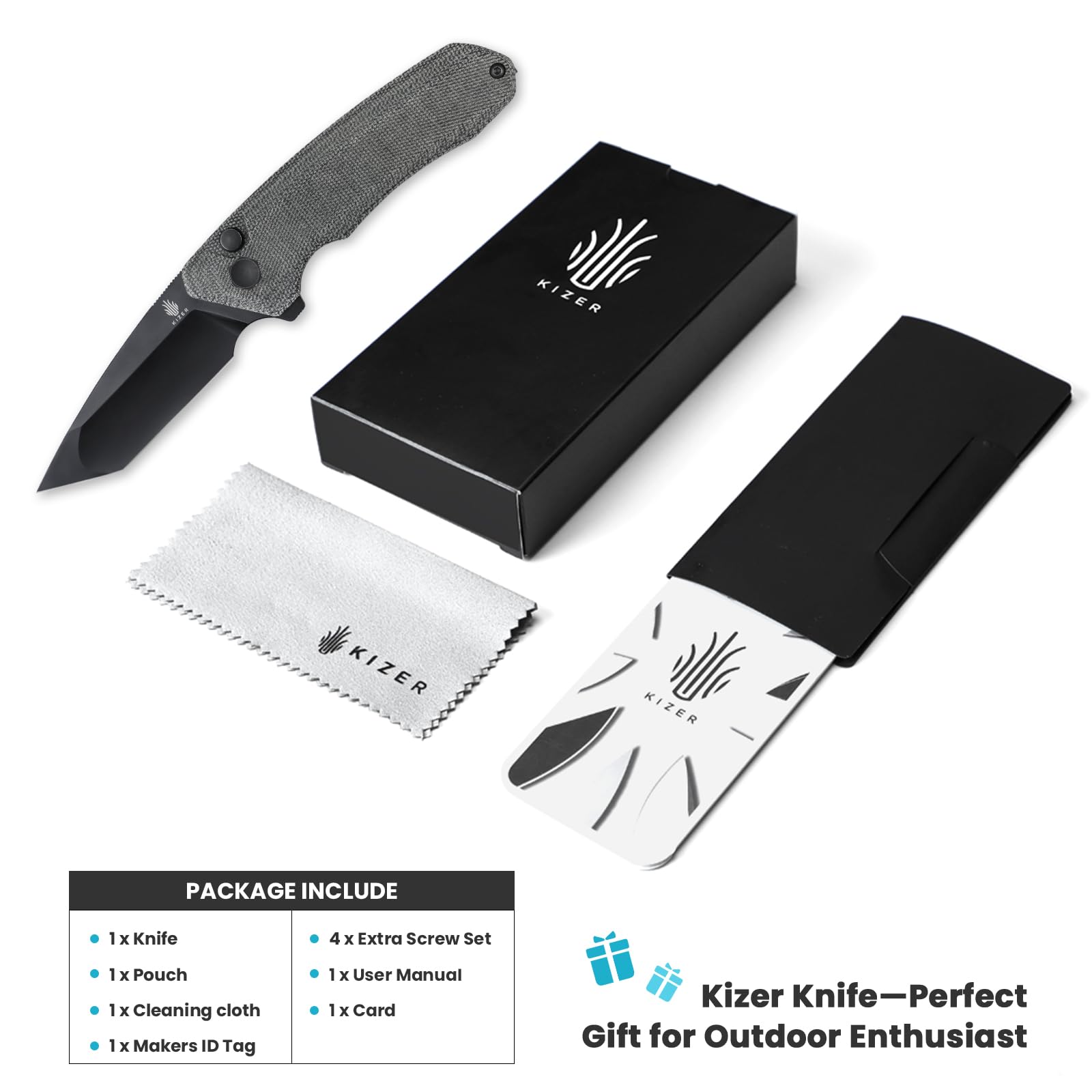 Kizer Mad Tanto Pocket Knife - 3.31