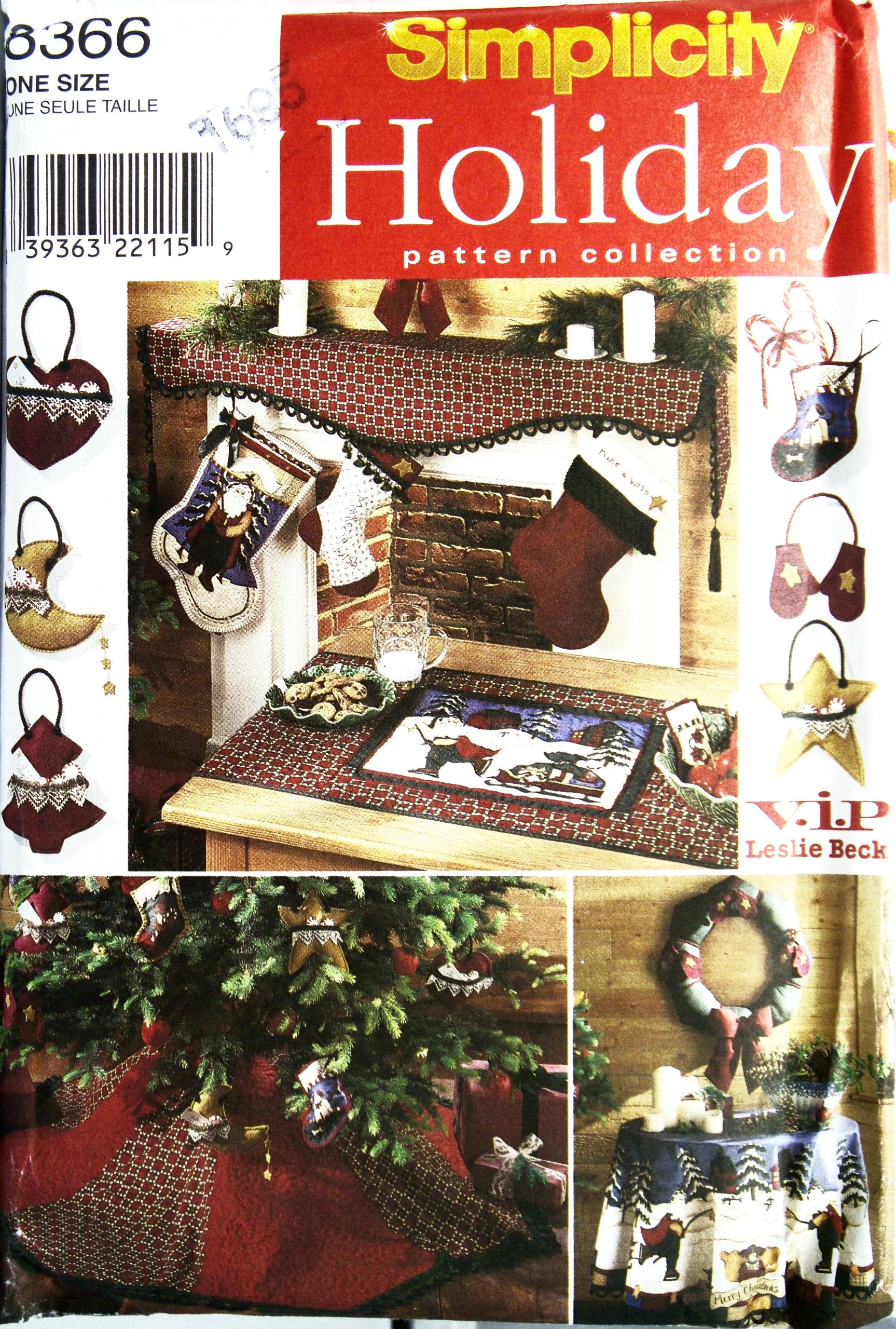Simplicity 8366 Christmas Sewing Patterns - Holiday Ornaments, Stockings, Tree Skirt, Wreath, Table Runner, Mantel Scarf & Tablecloth for Festive Home Decor