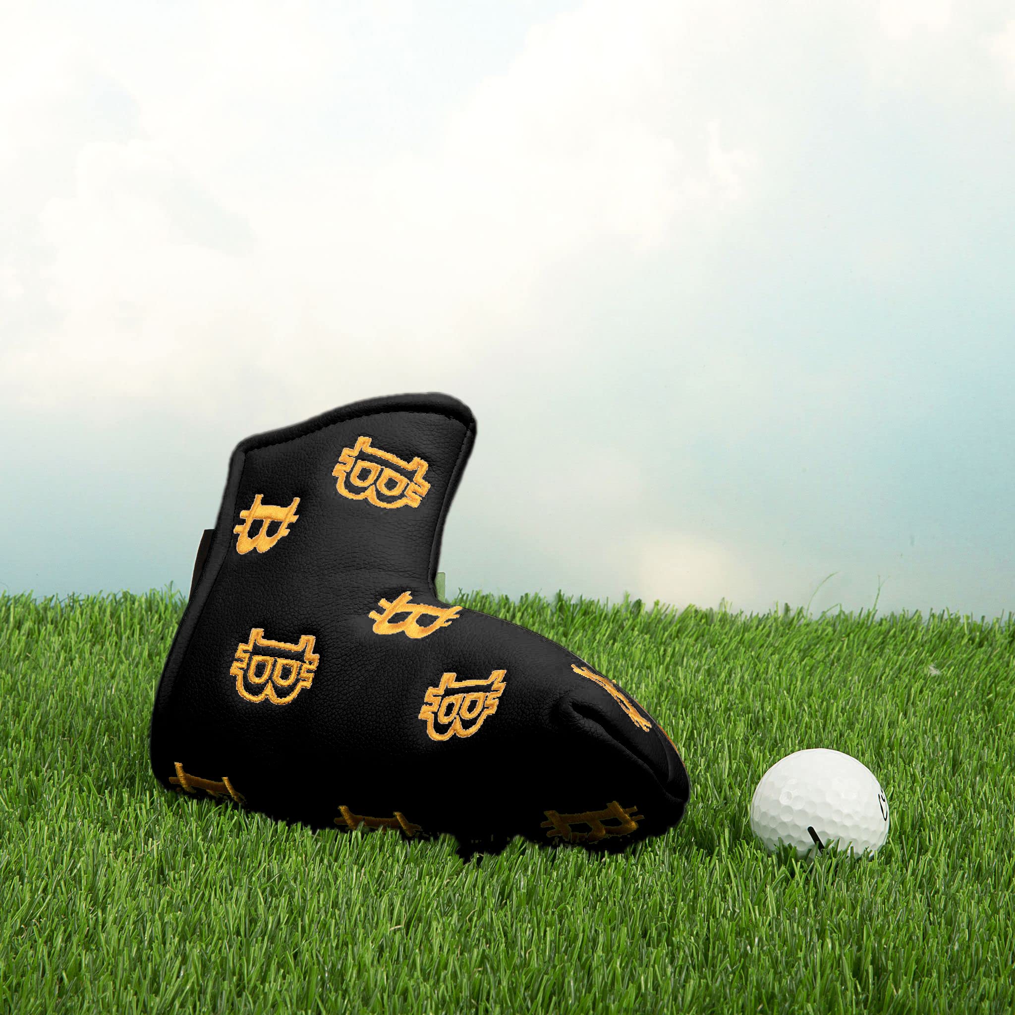 Bitcoin Golf Putter Cover for Blade Putters - Premium Golf Club Headcover for Protection - HODL 21 Golf Accessories (Black) - Perfect for Crypto Enthusiasts & Golf Lovers on the Course
