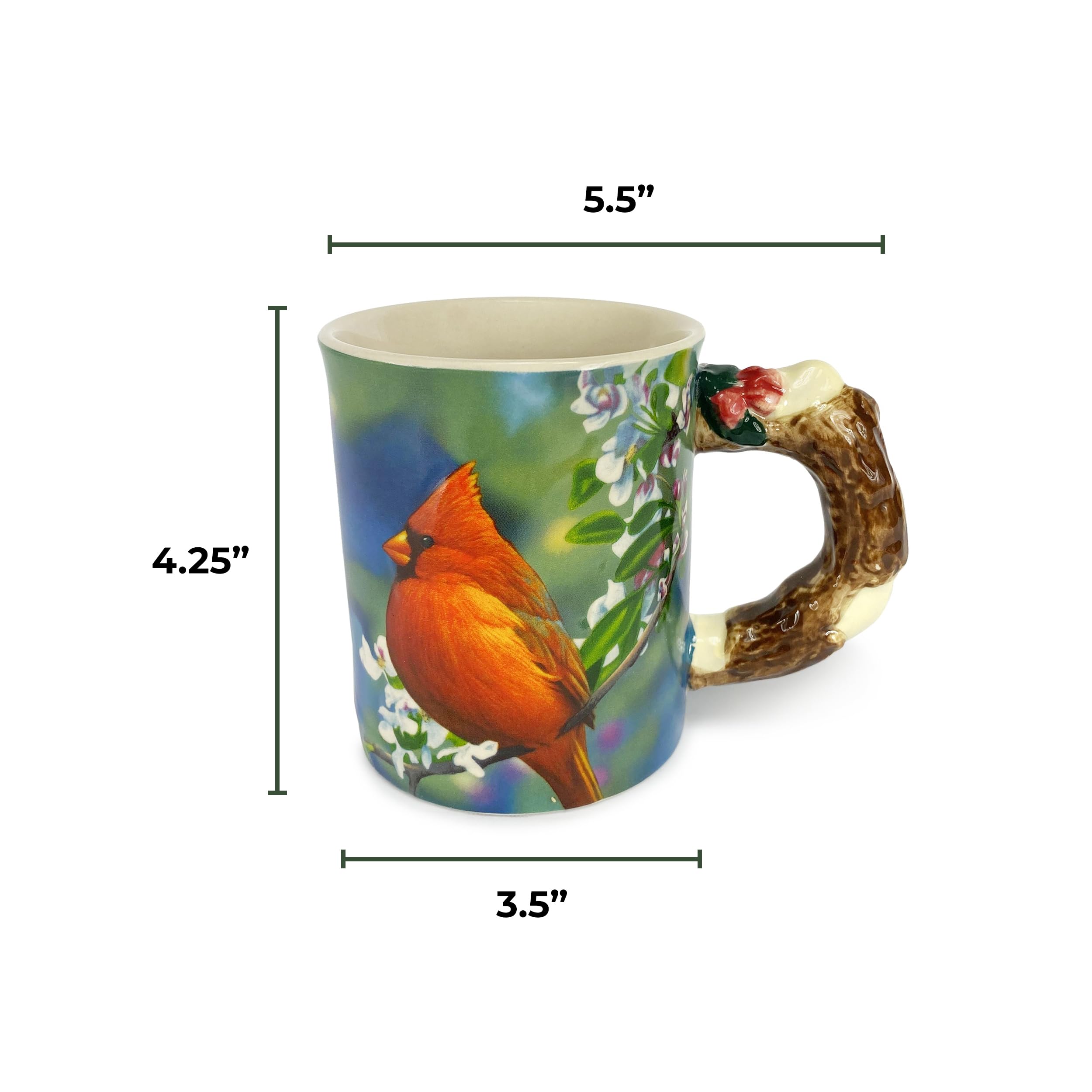 Rivers Edge Products 15oz 3D Ceramic Coffee Mug with Handle - Premium Espresso & Tea Cup for Home, Office, Gift - Perfect for Coffee, Latte, Cappuccino & Hot Beverages