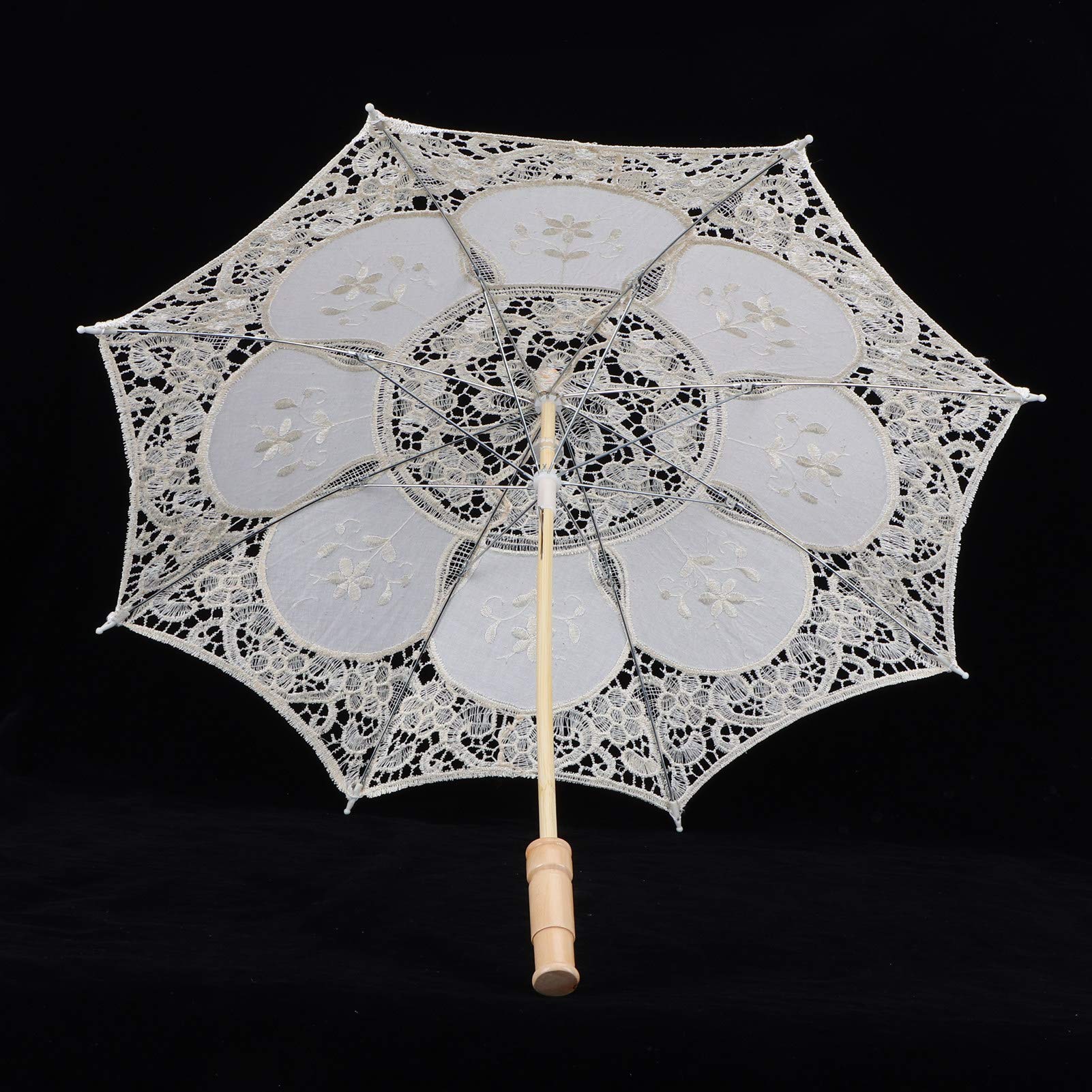 Elegant Lace Parasol with Eucalyptus - Romantic Wedding Umbrella for Brides, Fashionable Beige Small Bridal Accessory | Perfect for Outdoor Weddings, Photo Shoots & Garden Parties