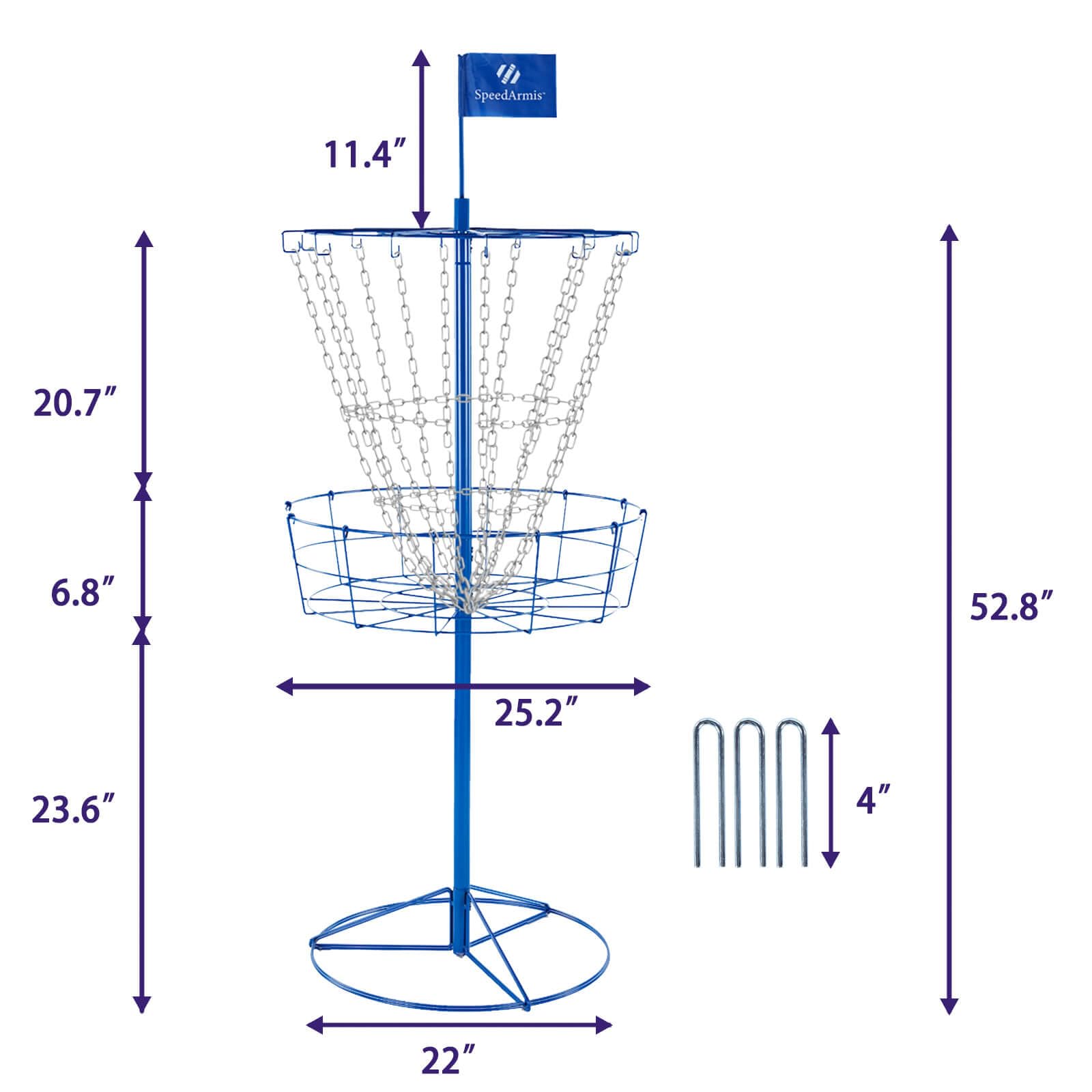 Portable Disc Golf Basket Target with Heavy Duty 12 Double Steel Chains - Professional Disc Golf Equipment for Backyard, Park & Tournament Practice
