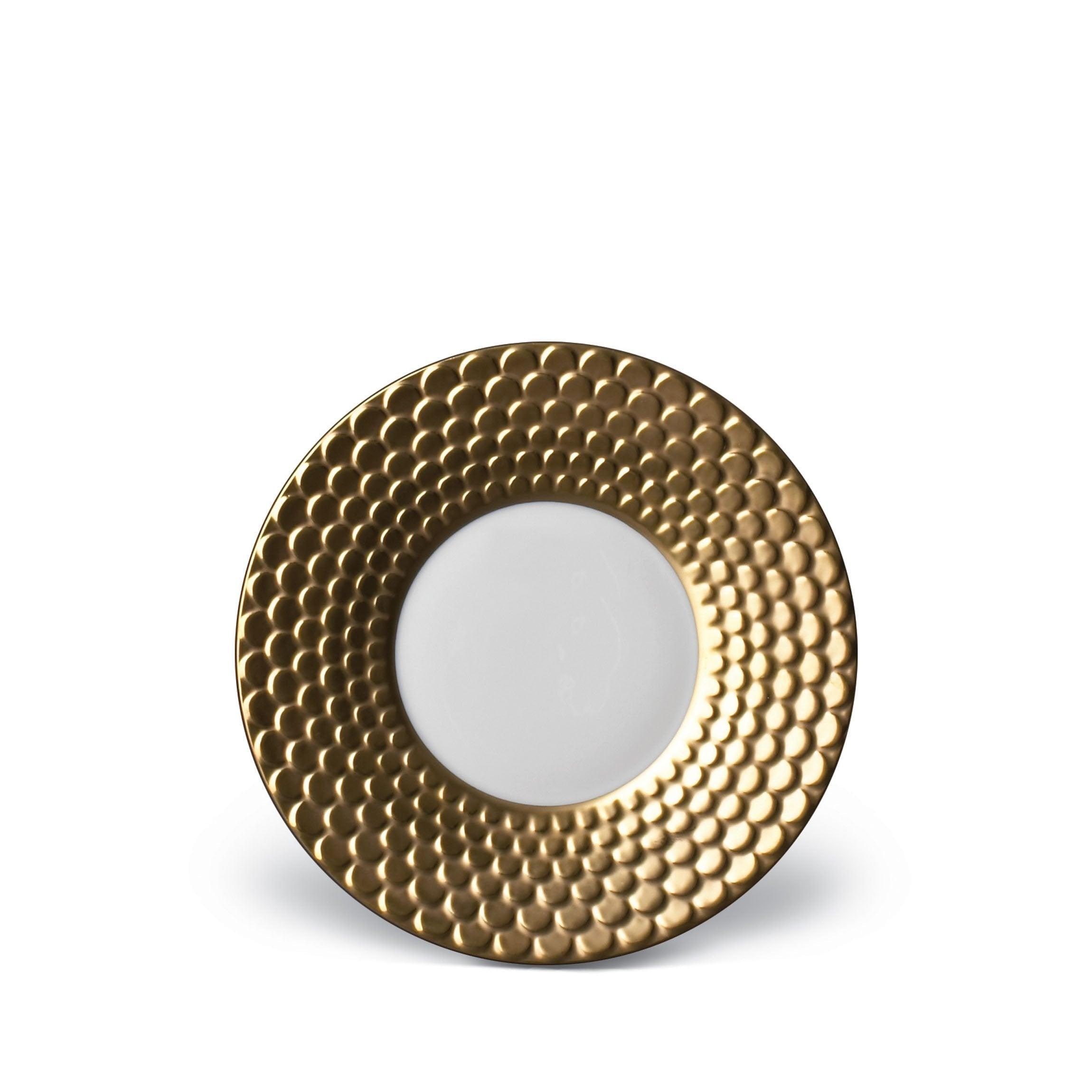 Aegean Gold Saucer - Elegant Decorative Plate for Home Decor, Dining Table Centerpiece, Wedding Gift, and Mediterranean Style Interior Design