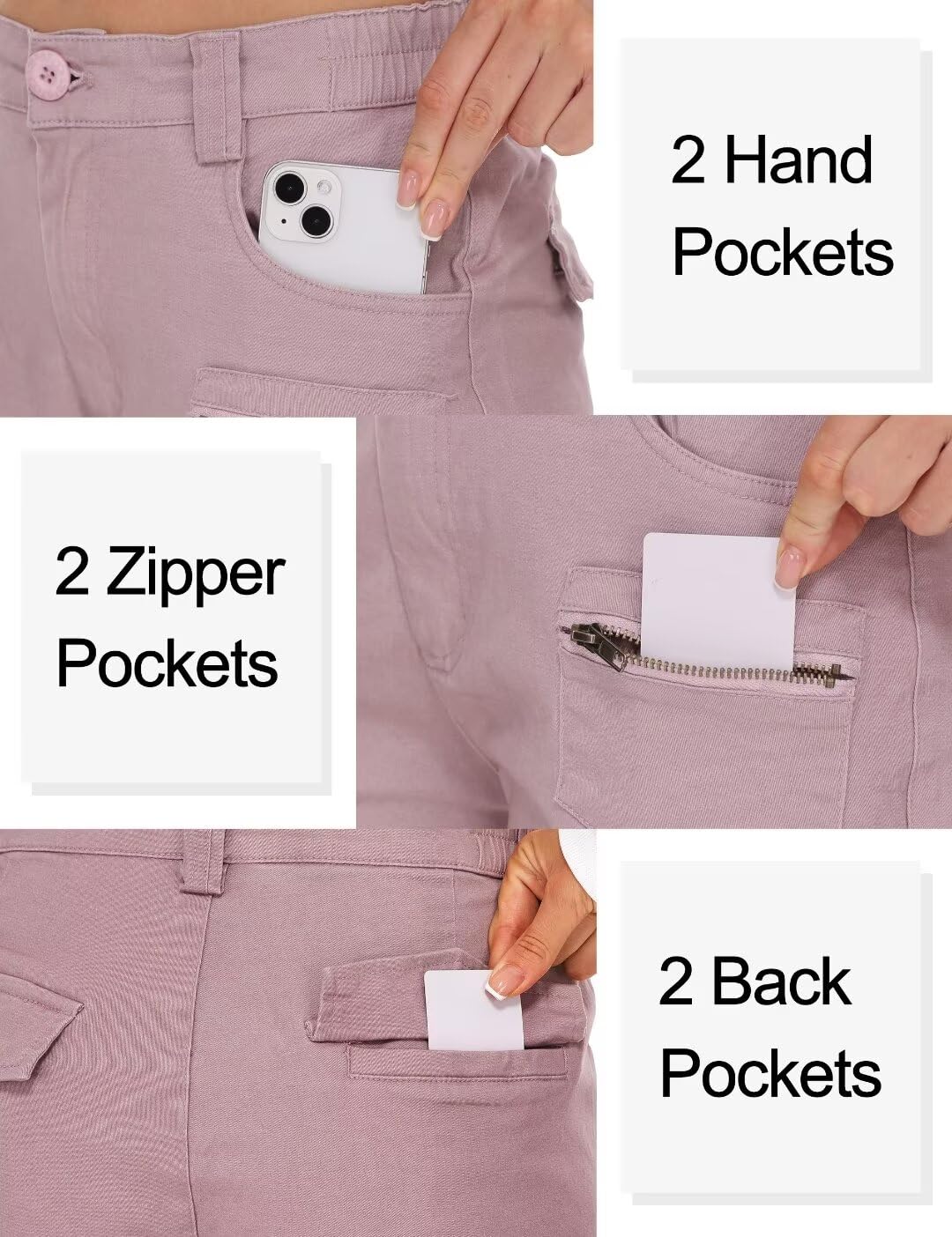KOCTHOMY Women's Hiking Pants - Relaxed Fit Cargo Pants with Zipper Pockets, No Belt Needed - Perfect for Outdoor Adventures, Casual Work & Travel