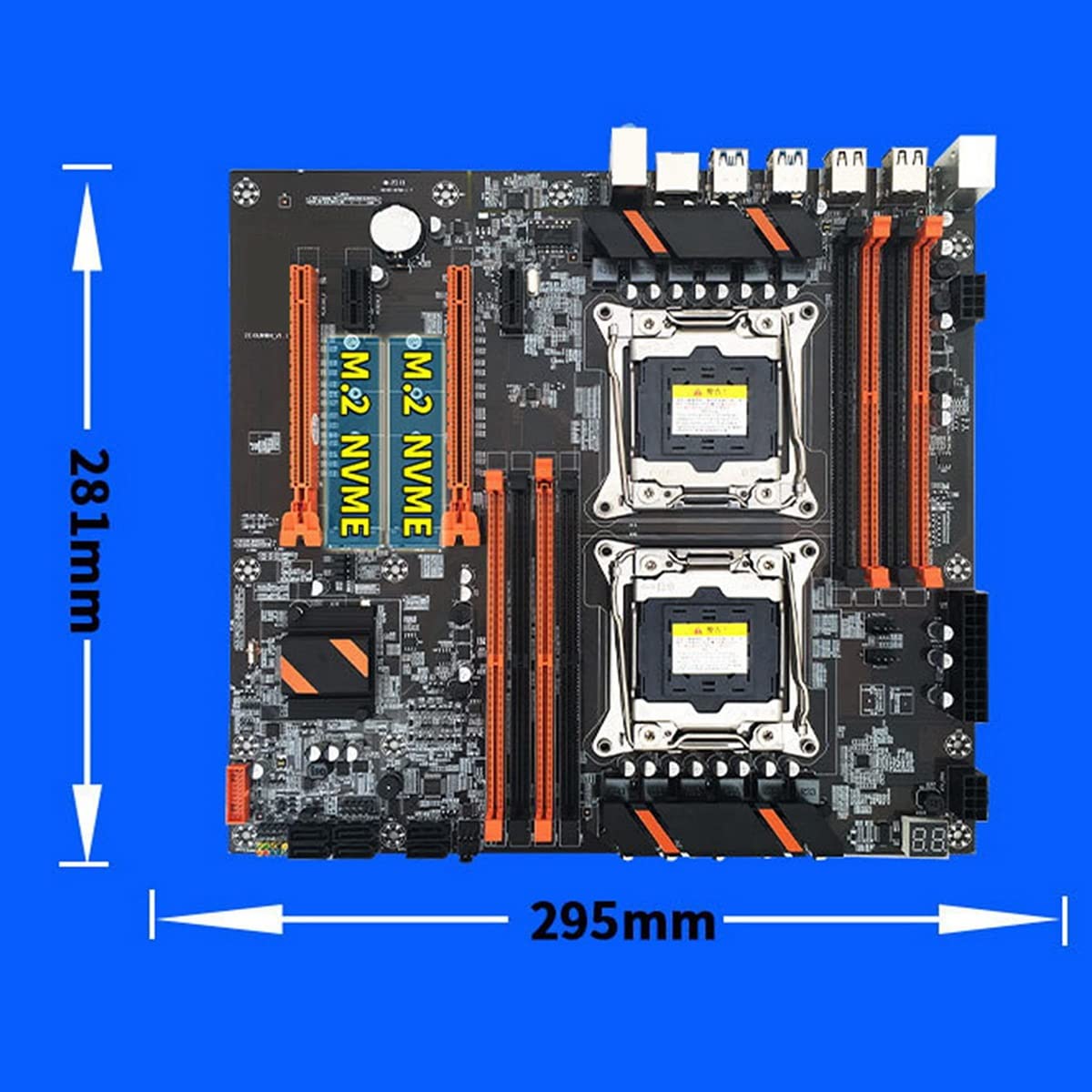 Lanlousy X99 Dual Motherboard with 2x Xeon E5-2630 V3 CPUs, SATA Cable, Baffle & Thermal Grease - LGA 2011 Socket, 8x DDR4 Slots, Supports 2011-V3 CPUs - Perfect for High-Performance Workstations, Gaming Rigs & Server Builds