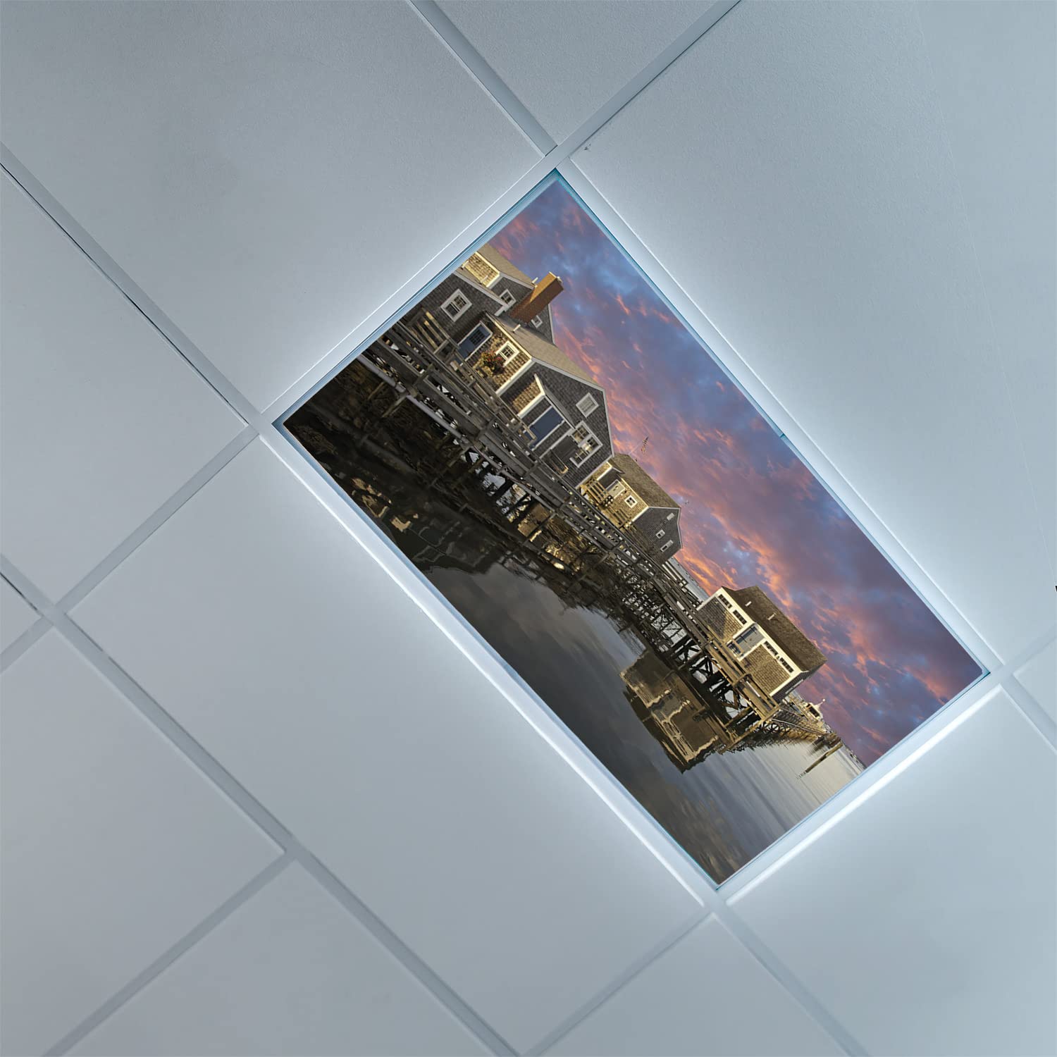 Fluorescent Light Covers for Ceiling - 2ft x 4ft LED Light Diffuser Panels - Decorative Drop Ceiling Filters in Sepia, Coral & Blue Patterns - Perfect for Offices, Classrooms & Home Lighting Upgrade