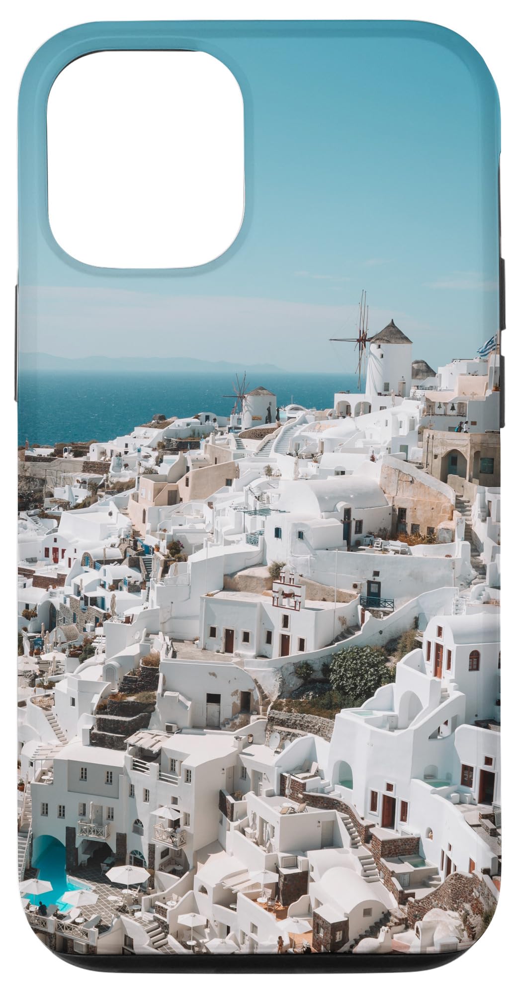 iPhone 12/12 Pro Case - Santorini Greek Island Vacation Design - Durable Protective Phone Cover for Travel, Beach & Summer Outings