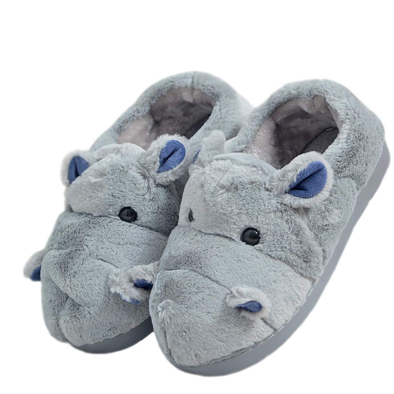 LANFIRE Soft Cotton Hippo Plush Animal Slippers for Adults & Kids - Cozy Home Footwear for Indoor Comfort & Cute Gifts