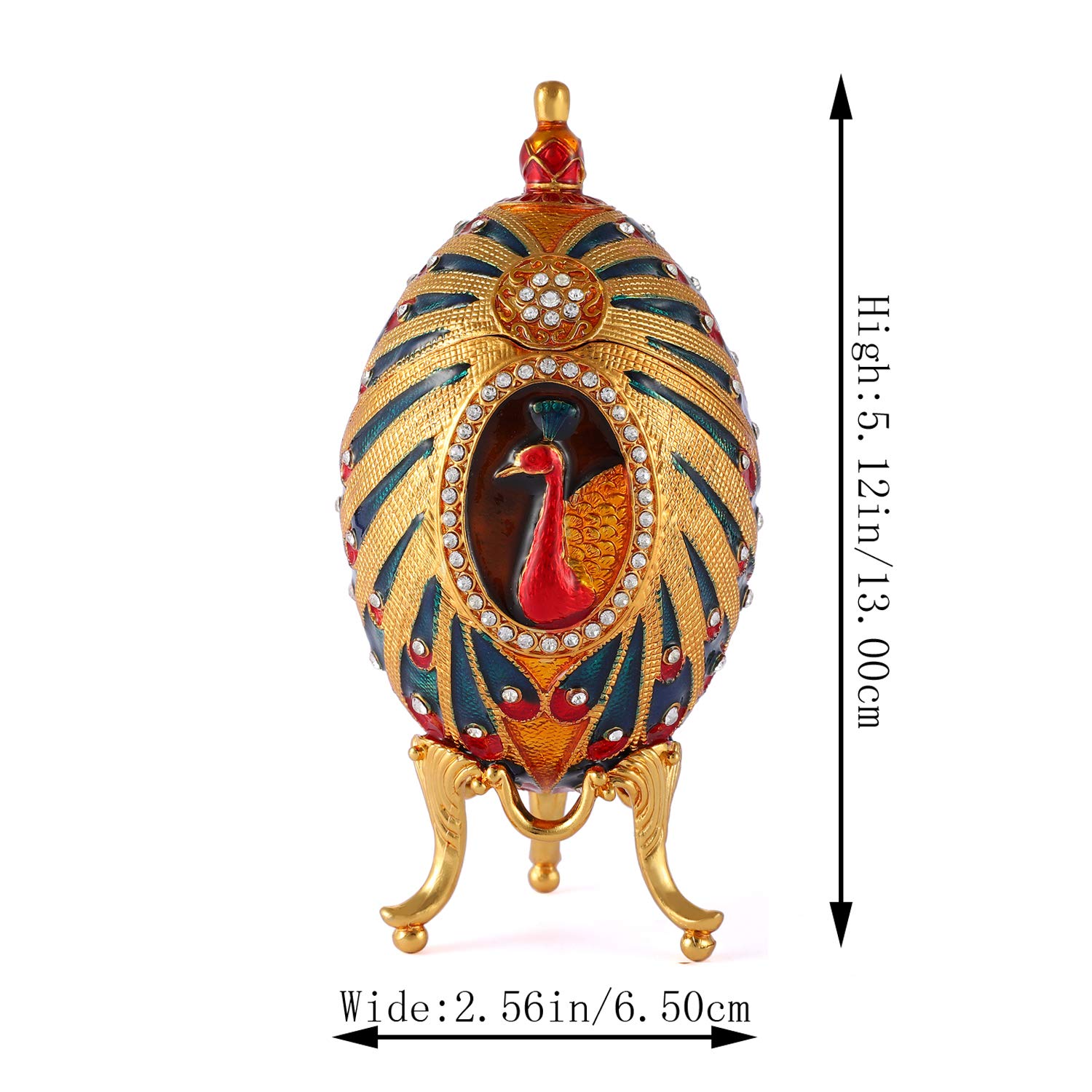 QIFU Hand-Painted Easter Egg Jewelry Box with Enamel & Rhinestones - Unique Gift for Home Decor, Easter Collectible - Perfect for Jewelry Storage & Holiday Gifting