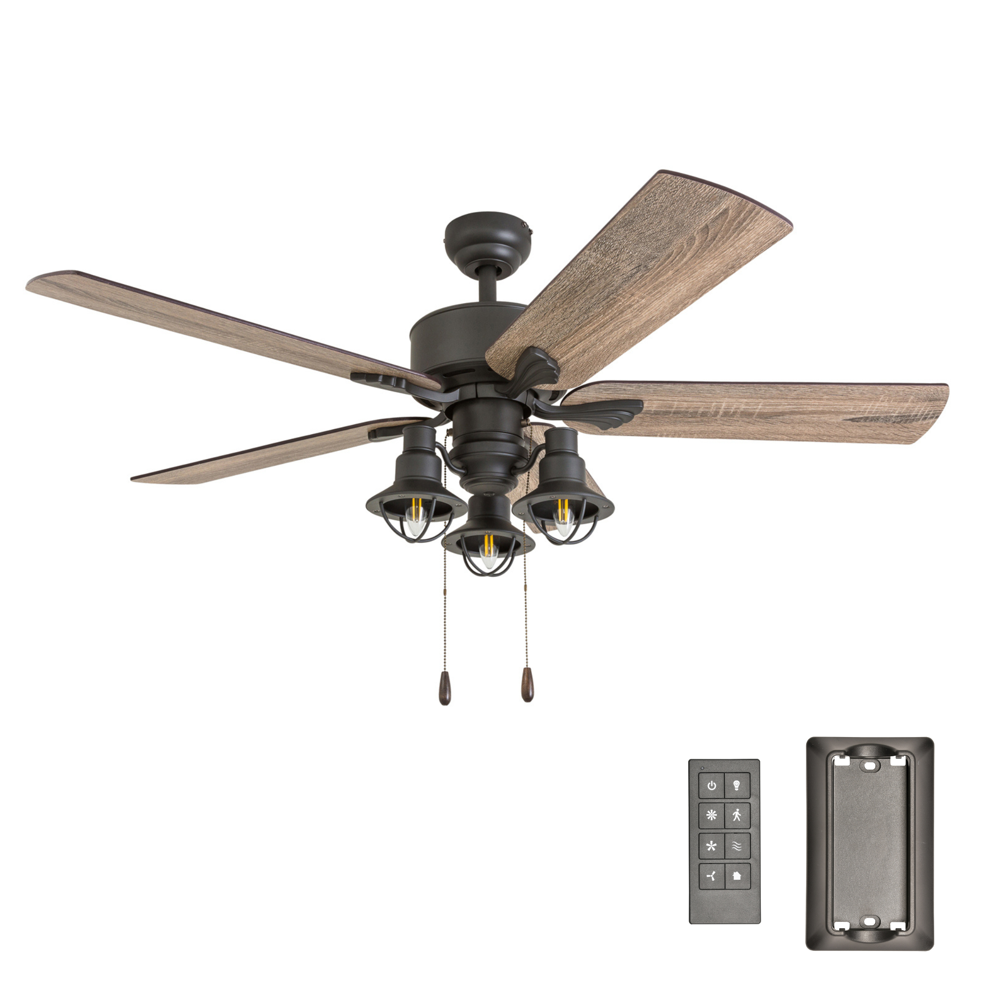 52 Inch Sivan Bronze Ceiling Fan with Remote Control - Energy Efficient Indoor/Outdoor Cooling for Living Room, Bedroom, or Patio