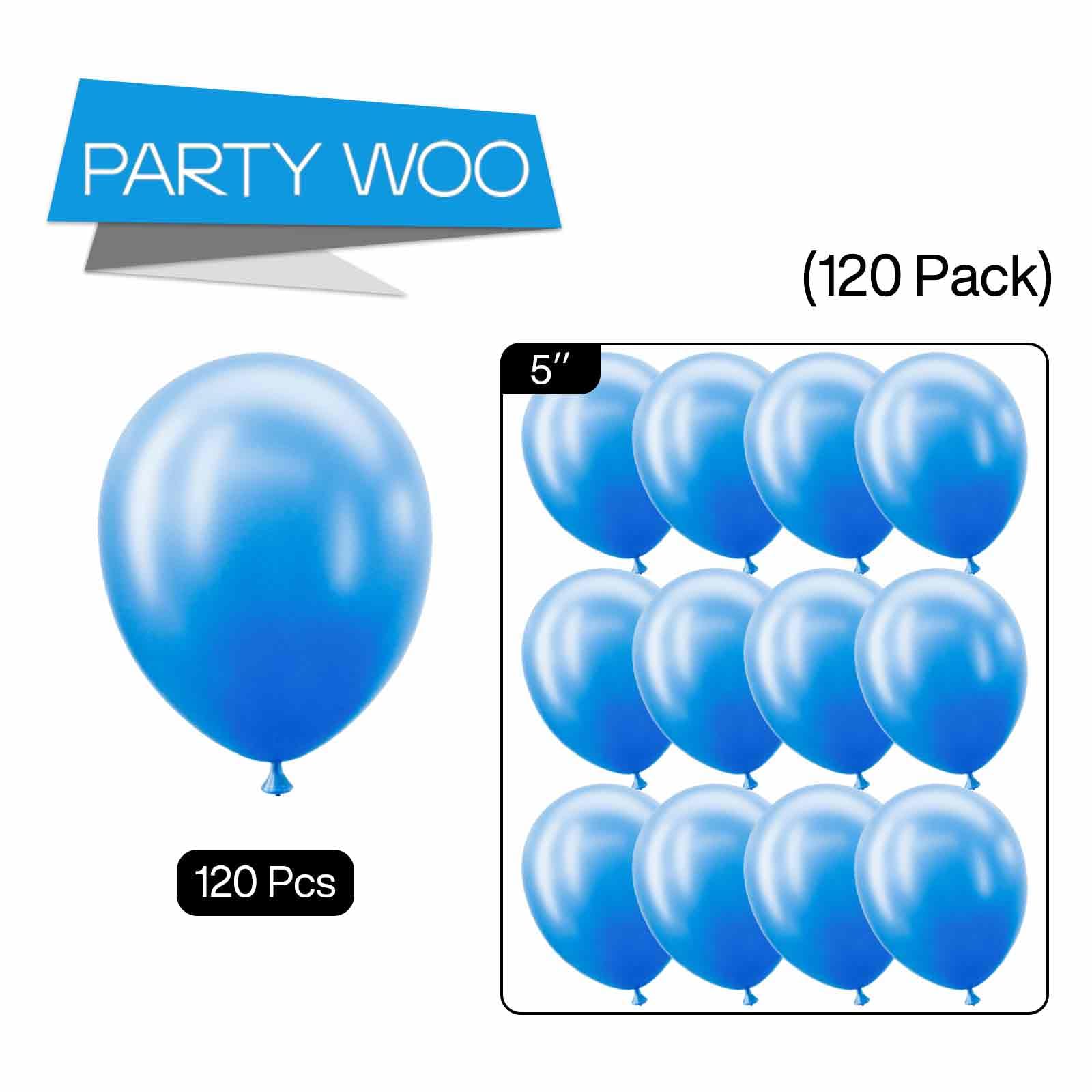 PartyWoo 120-Pack 5 Inch Sky Blue & Pearl Dark Blue Balloons for Graduation, Wedding, Baby Shower, Gender Reveal, Anniversary & Birthday Party Decorations - Perfect for Indoor & Outdoor Celebrations