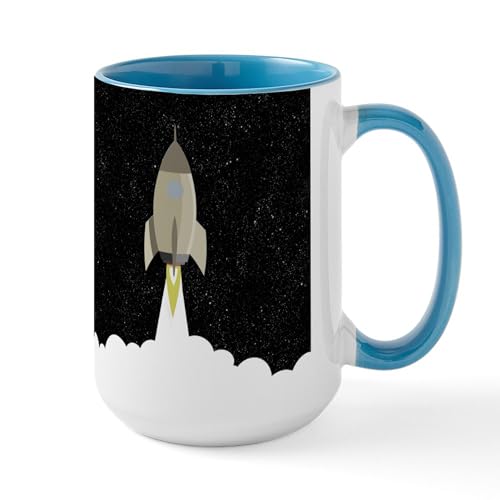 White/Blue Inside - Rocket Blast Off Mugs